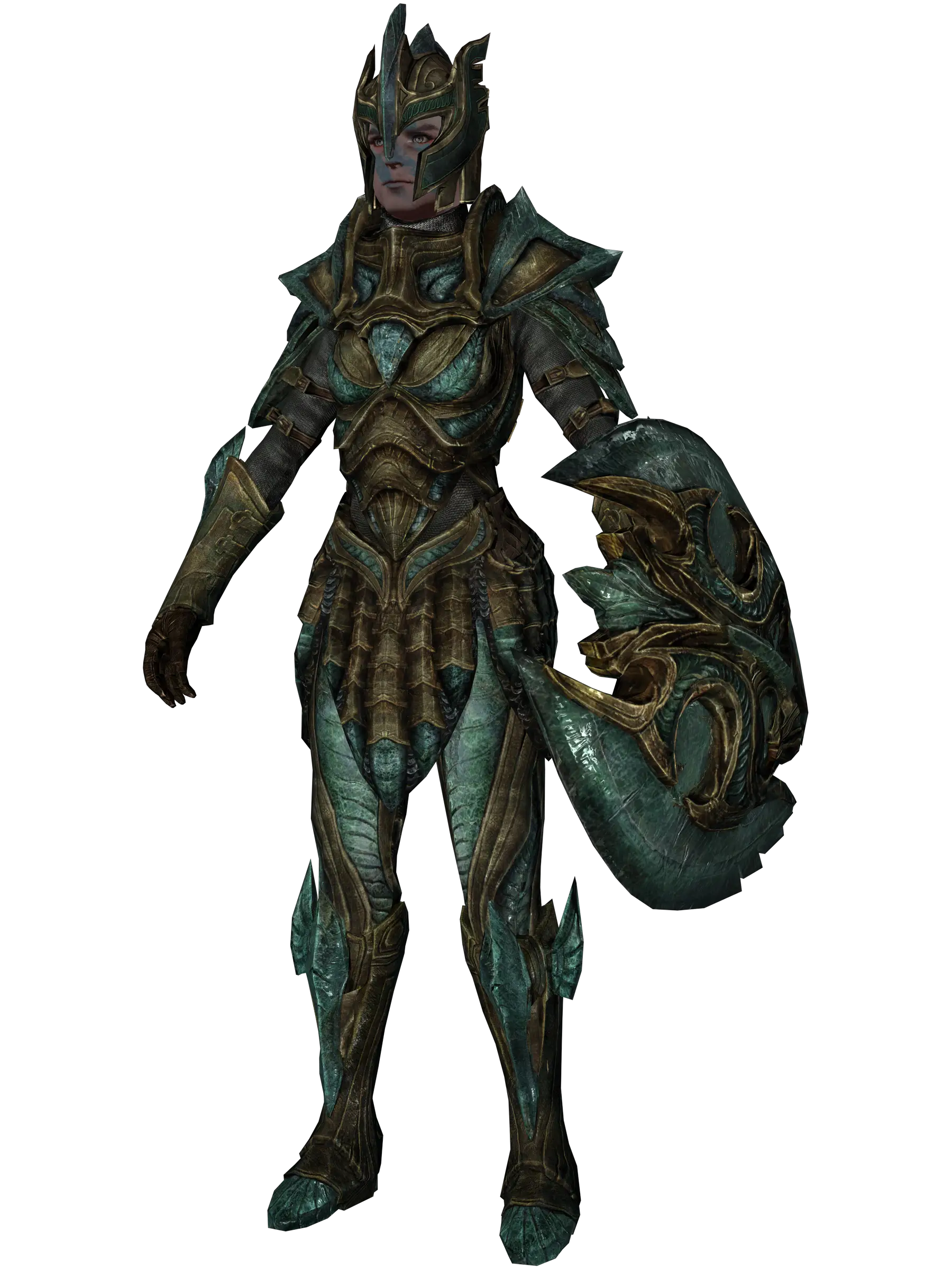 Armored Female Warrior with Shield