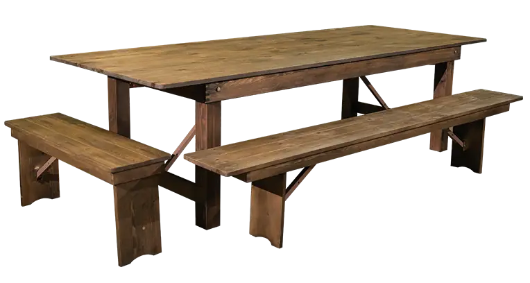 Wooden Picnic Table with Benches