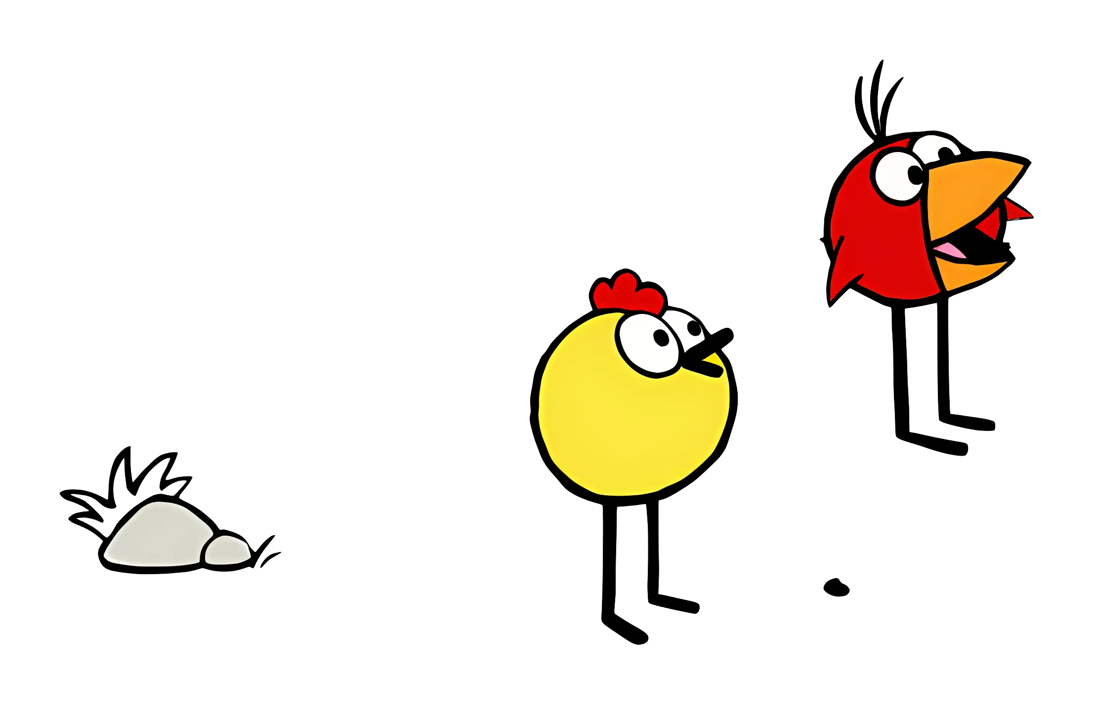 Red and Yellow Birds in Surprise