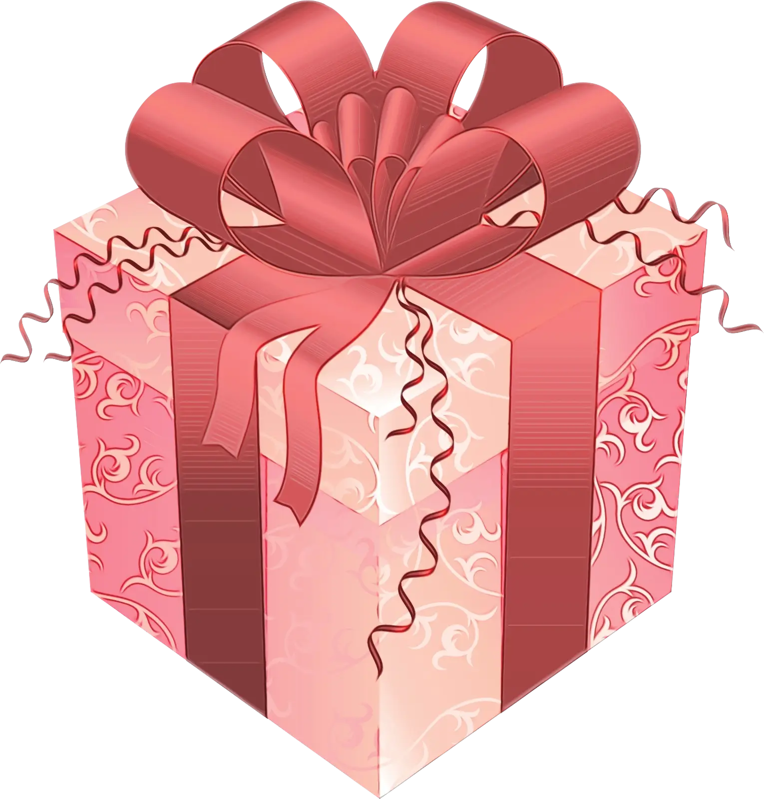 Pink Gift Box with Decorative Red Bow