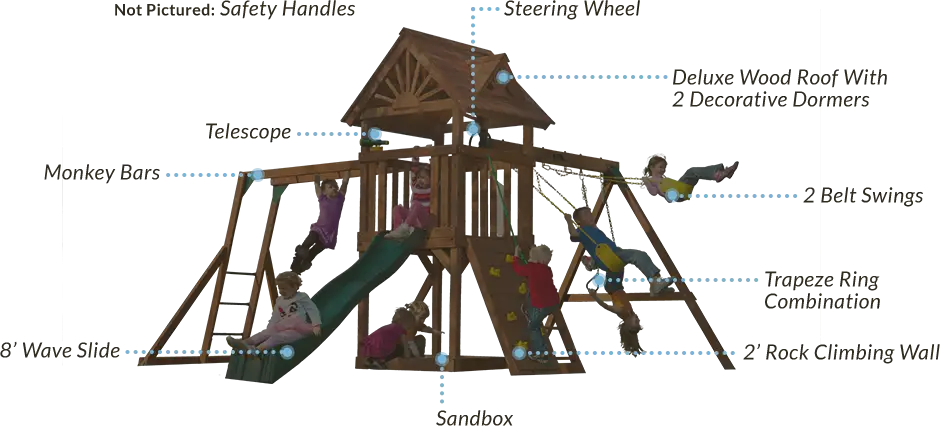 Wooden Playset with Swings and Slides for Children