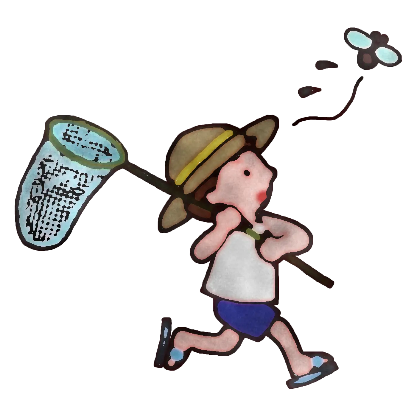 Boy Running with Butterfly Net