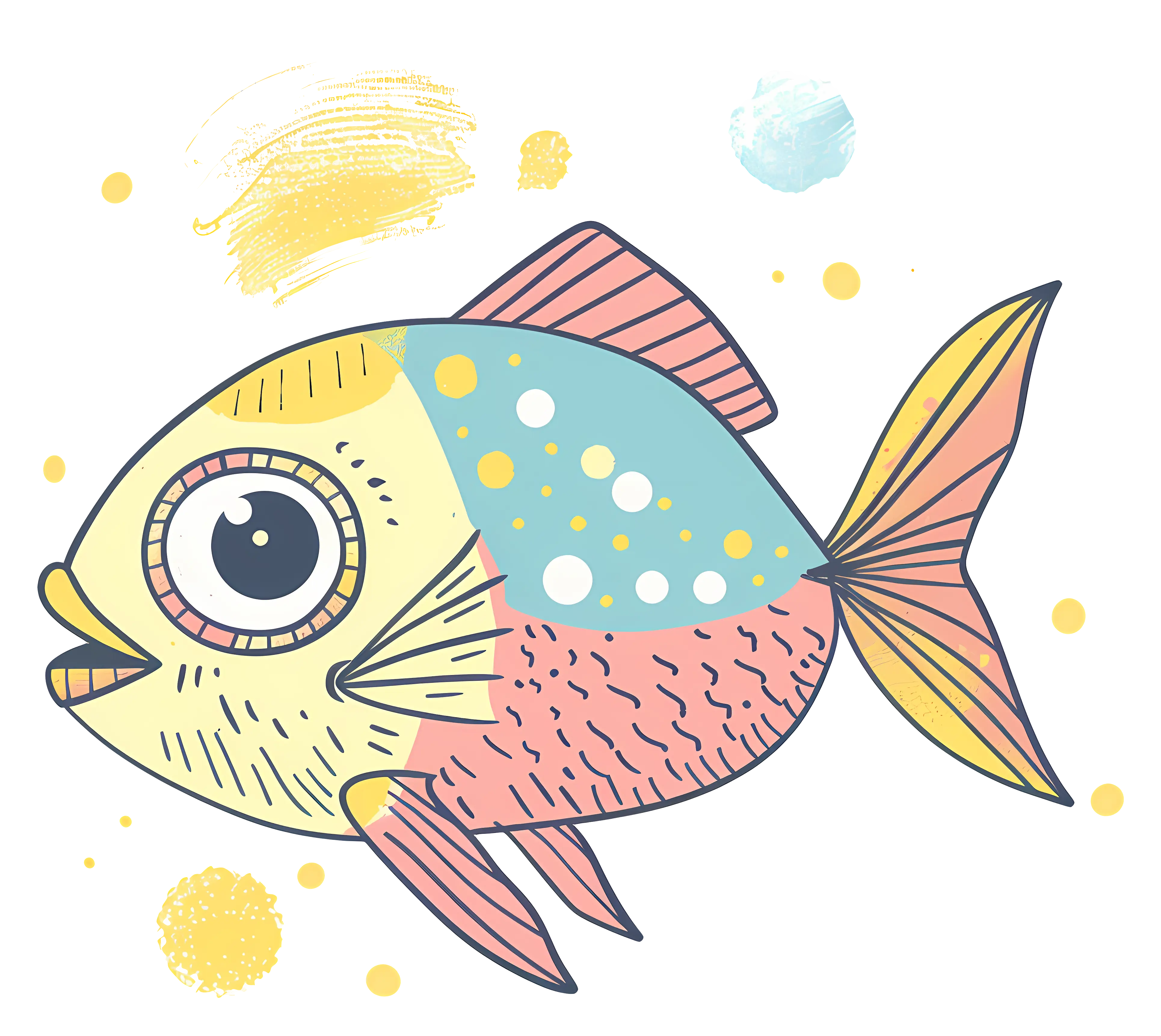 Playful and Colorful Fish Illustration