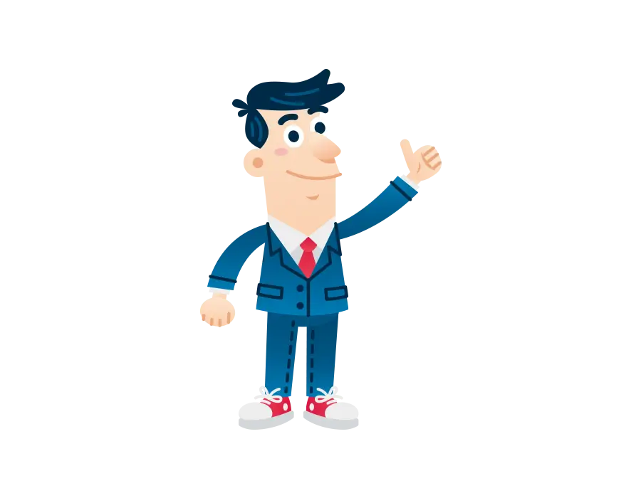 Cartoon Businessman in Suit Giving Thumbs Up