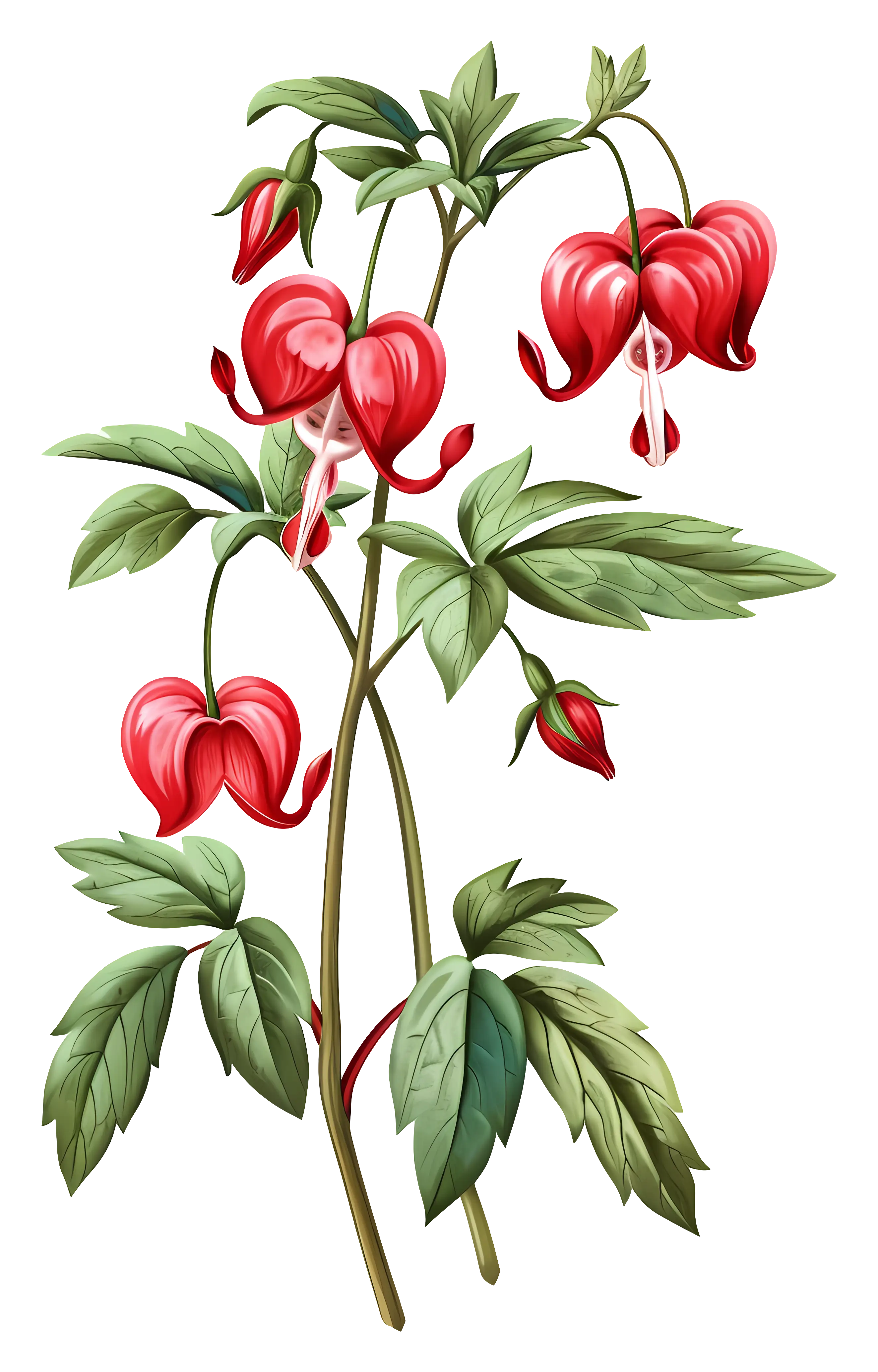 Beautiful Bleeding Heart Plant with Red Heart-Shaped Flowers