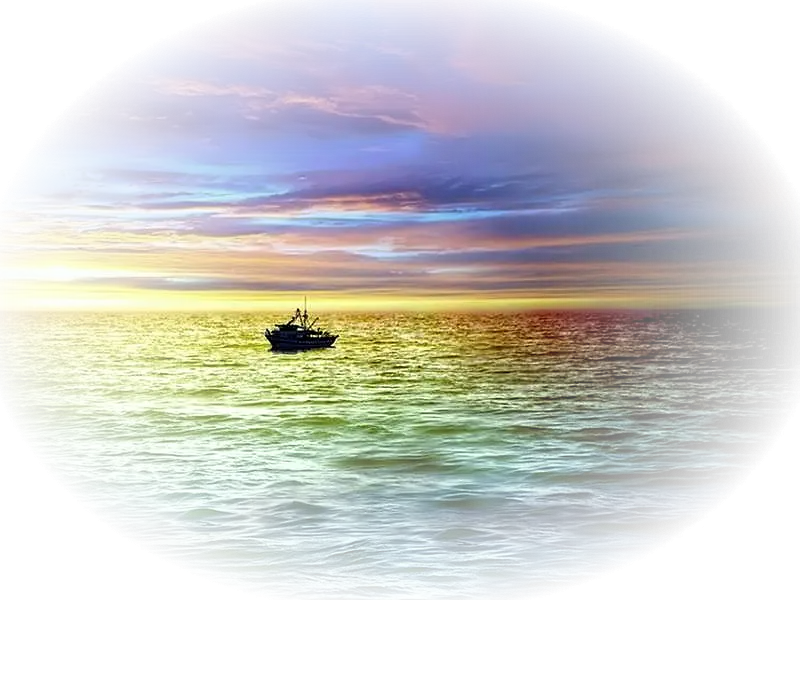 Serene Boat on the Sea at Sunset
