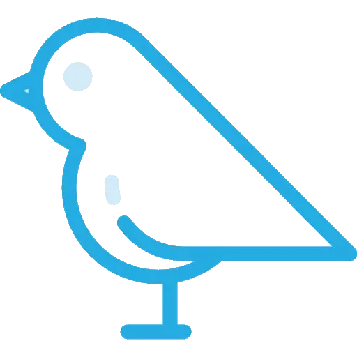 Simple Blue Bird Icon in Line Art