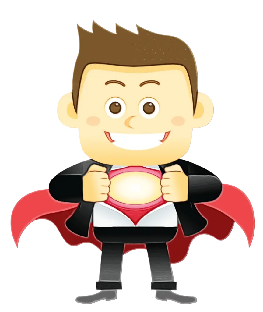 Cartoon Superhero with Red Cape