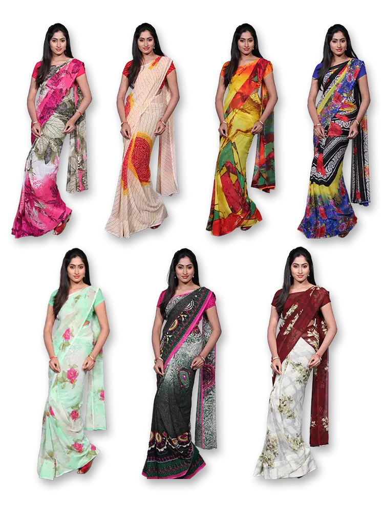 Women in Colorful Traditional Sarees