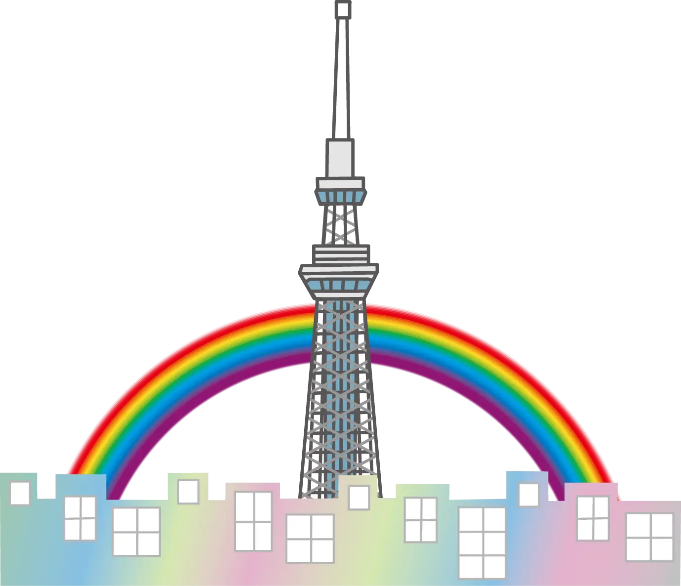 City Tower with Rainbow Skyline