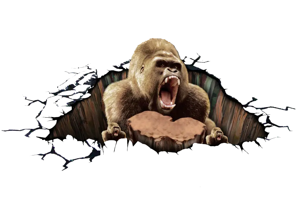 Angry Gorilla Breaking Through