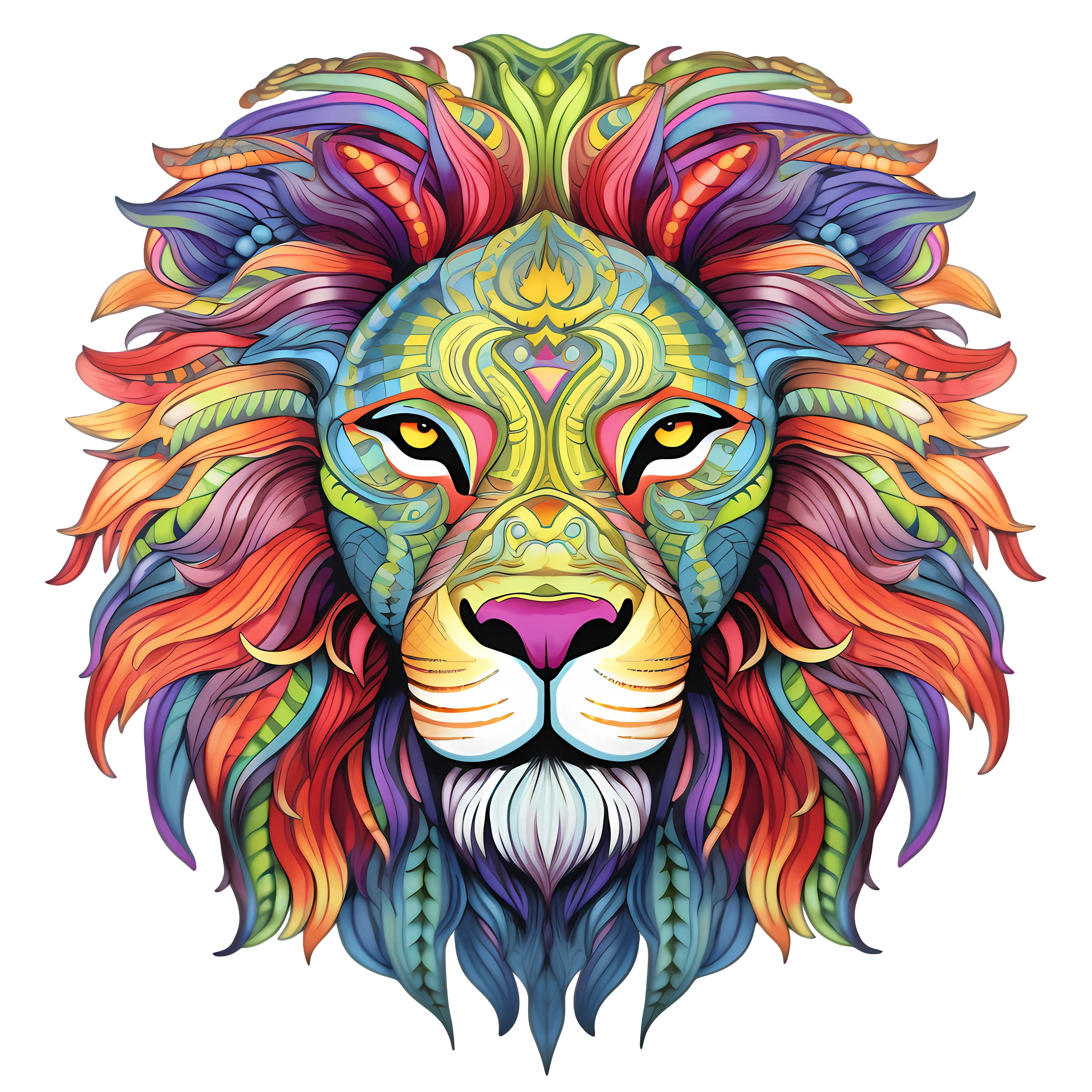 Rainbow Lion Art Illustration