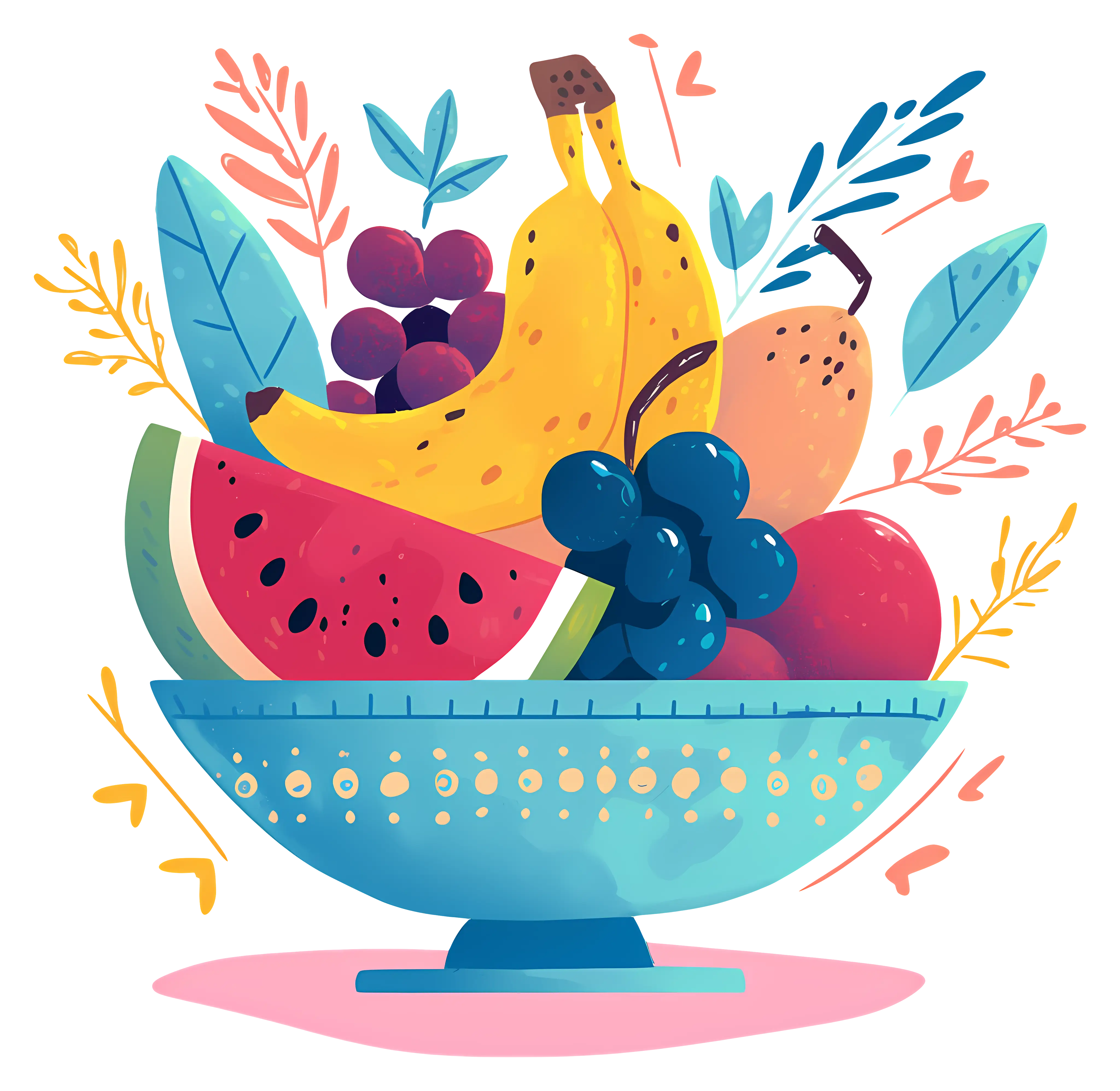 Colorful Fruit Bowl Illustration
