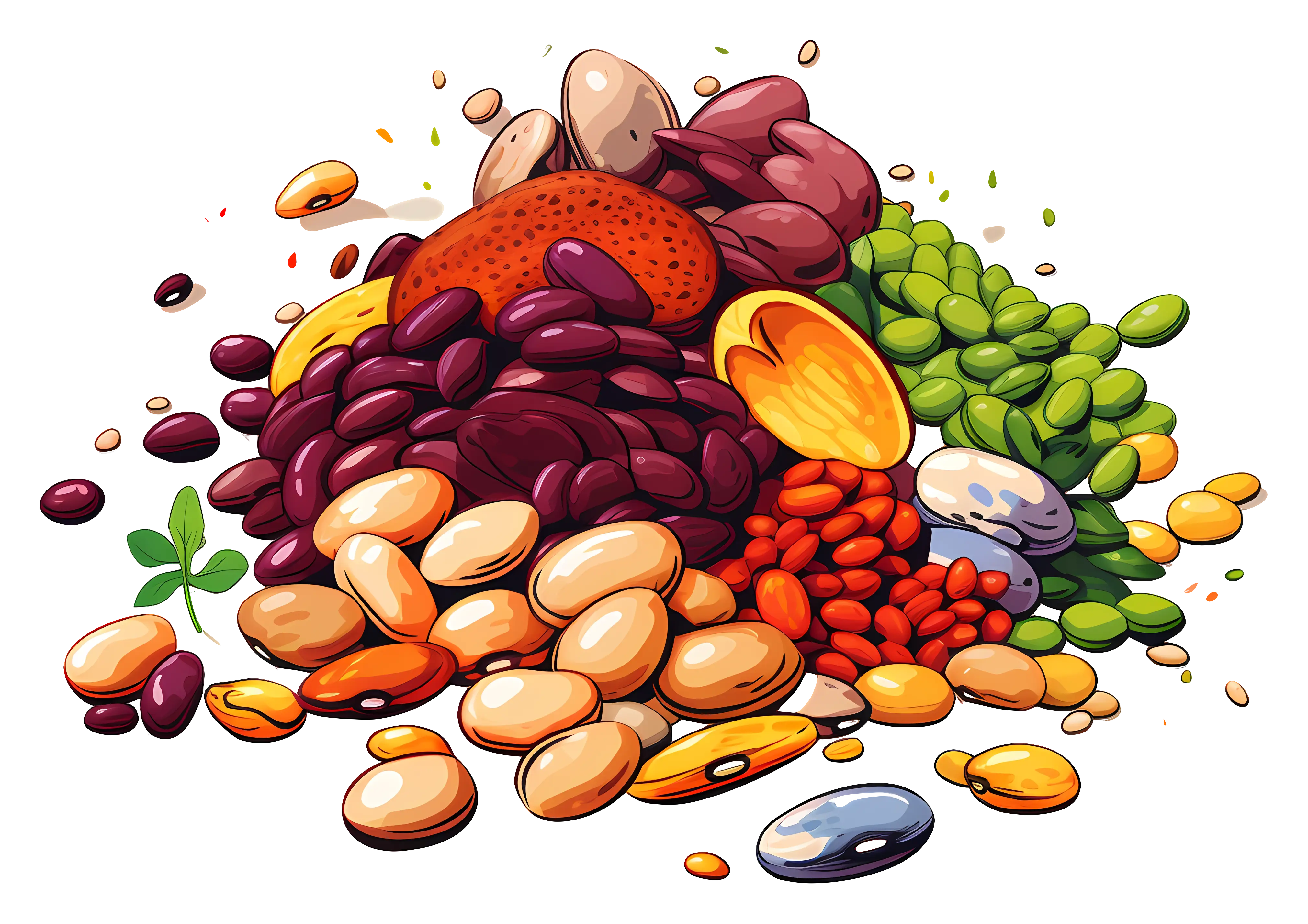 Variety of Colorful Beans and Legumes