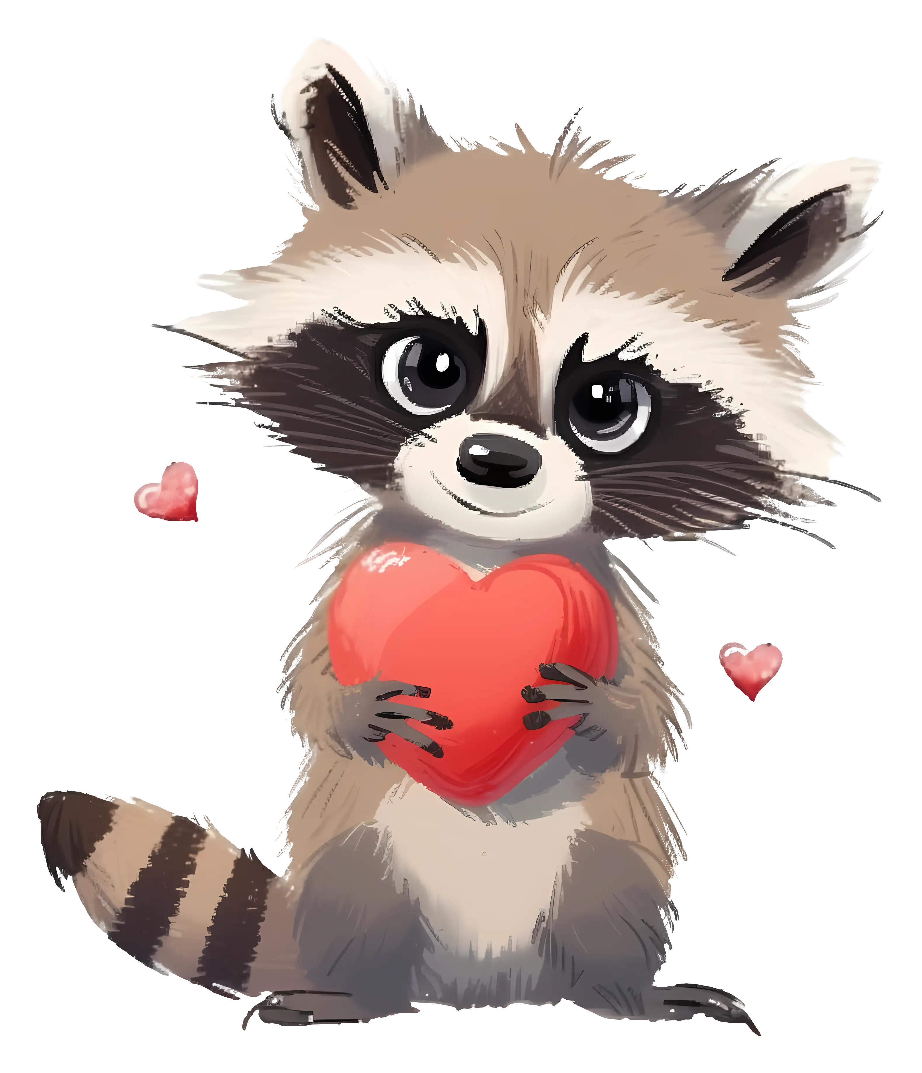 Adorable Raccoon Holding a Heart with Love