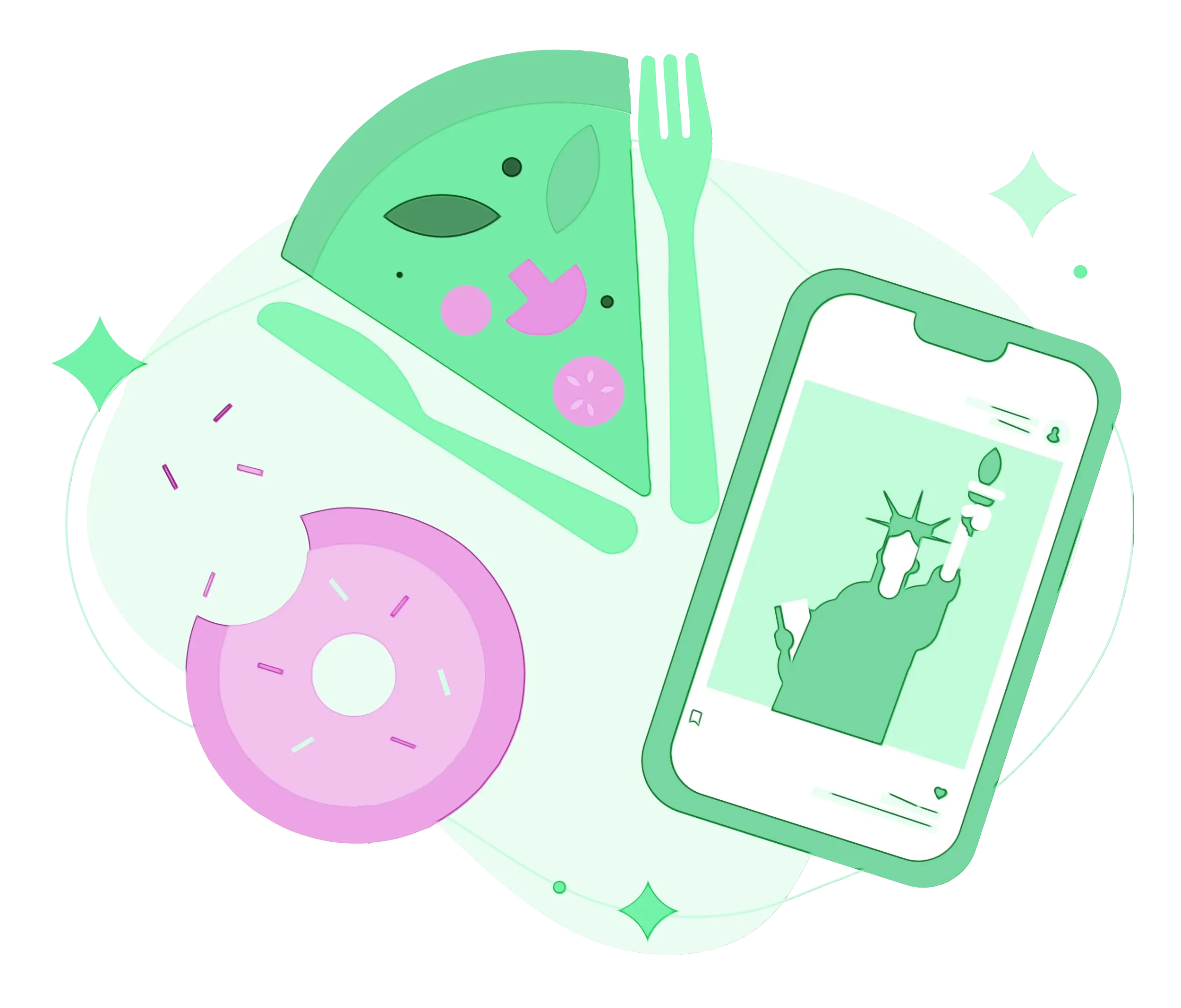 Food and Smartphone Illustration