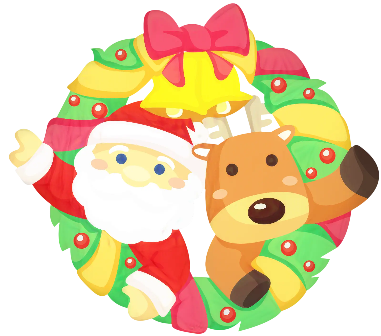 Festive Santa and Reindeer Christmas Wreath
