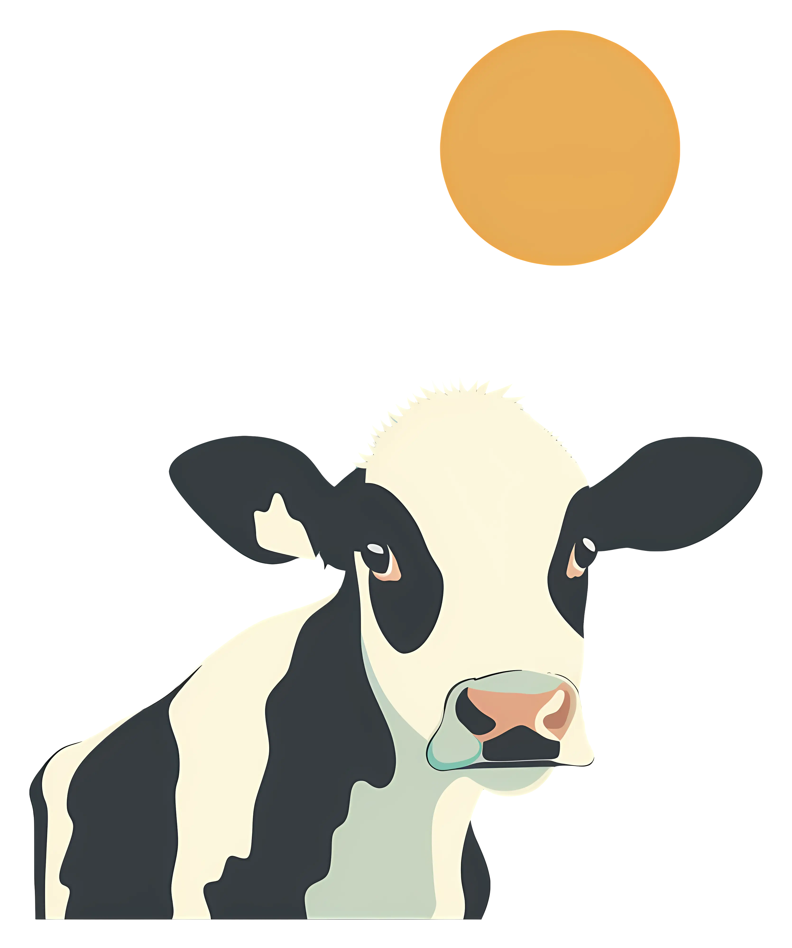 Cow with Sun Illustration