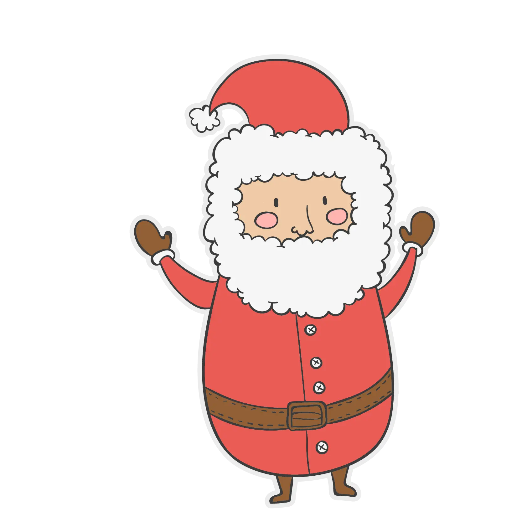 Cheerful Cartoon Santa Claus Waving