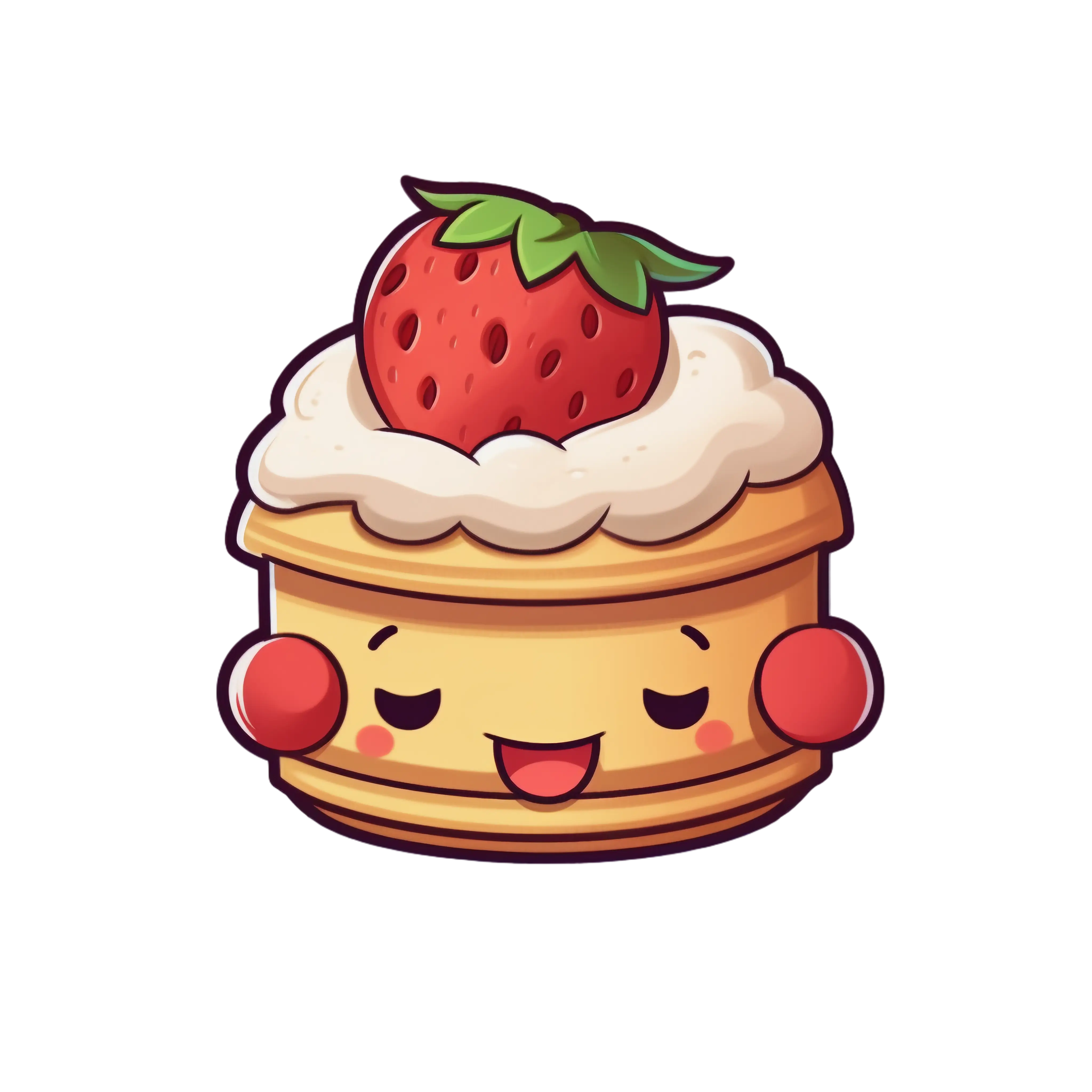 Smiling Strawberry Cake with Cream