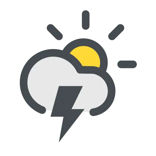 Sun and Cloud with Lightning Icon