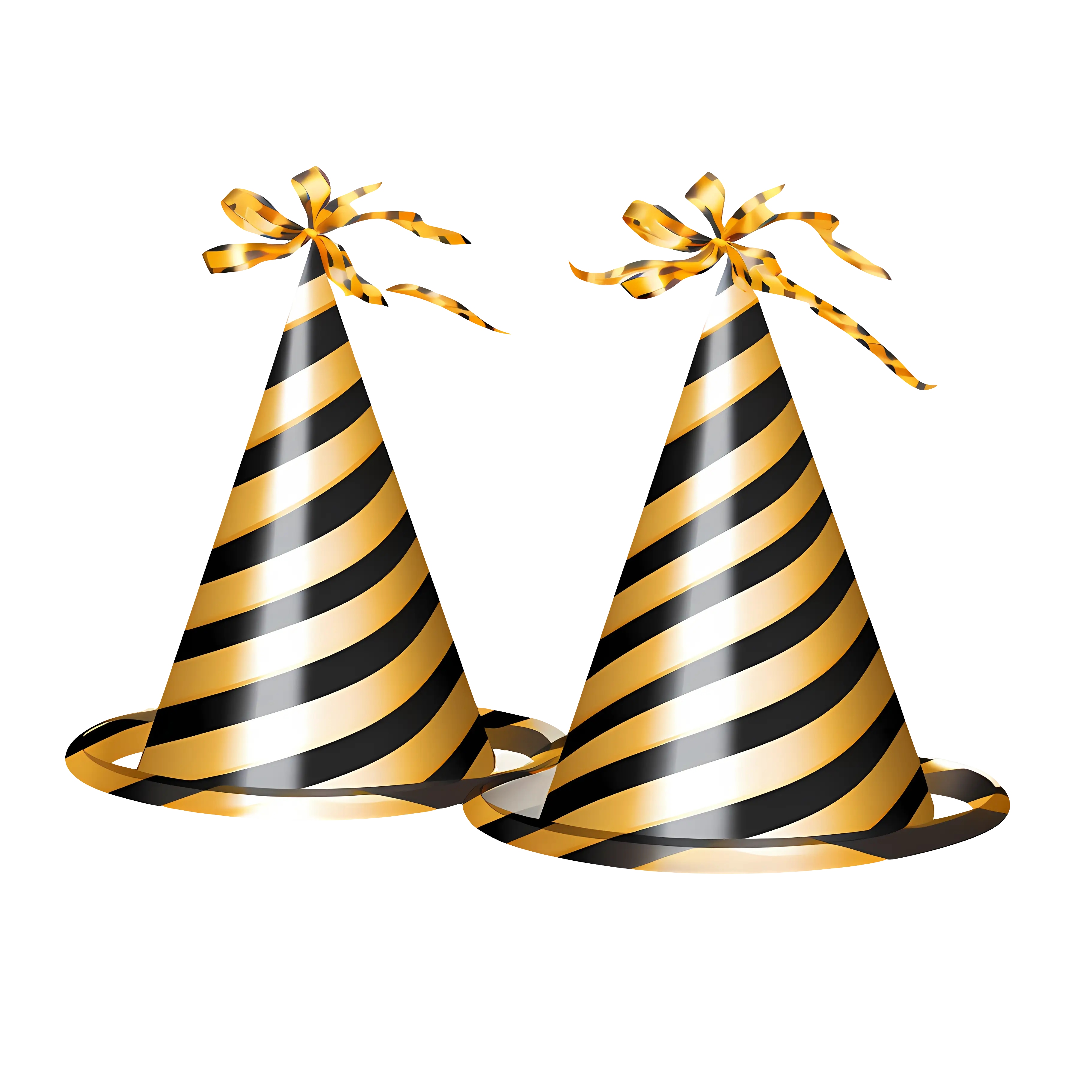 Golden Striped Party Cone Hats for Festive Occasions