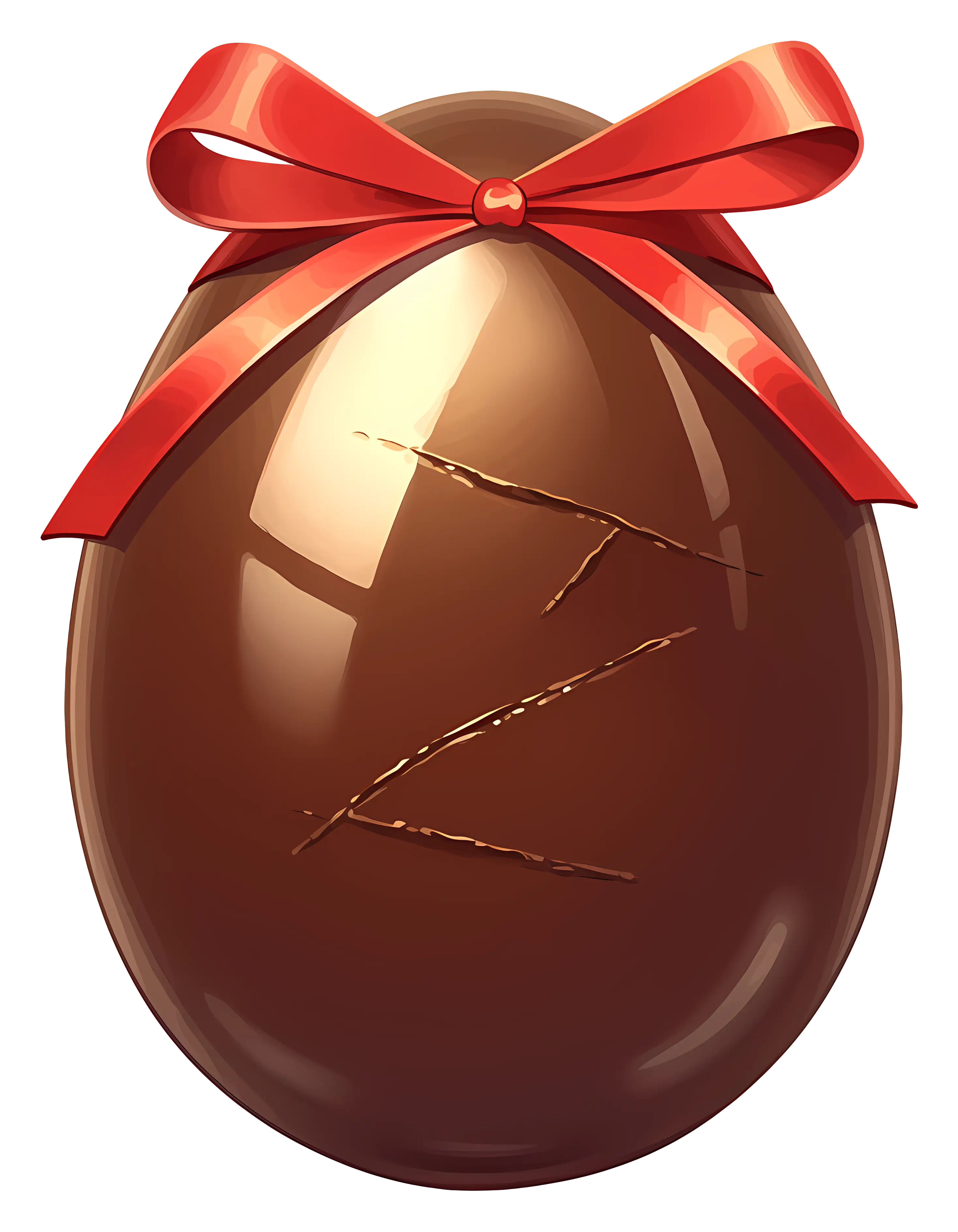 Chocolate Egg with Red Ribbon