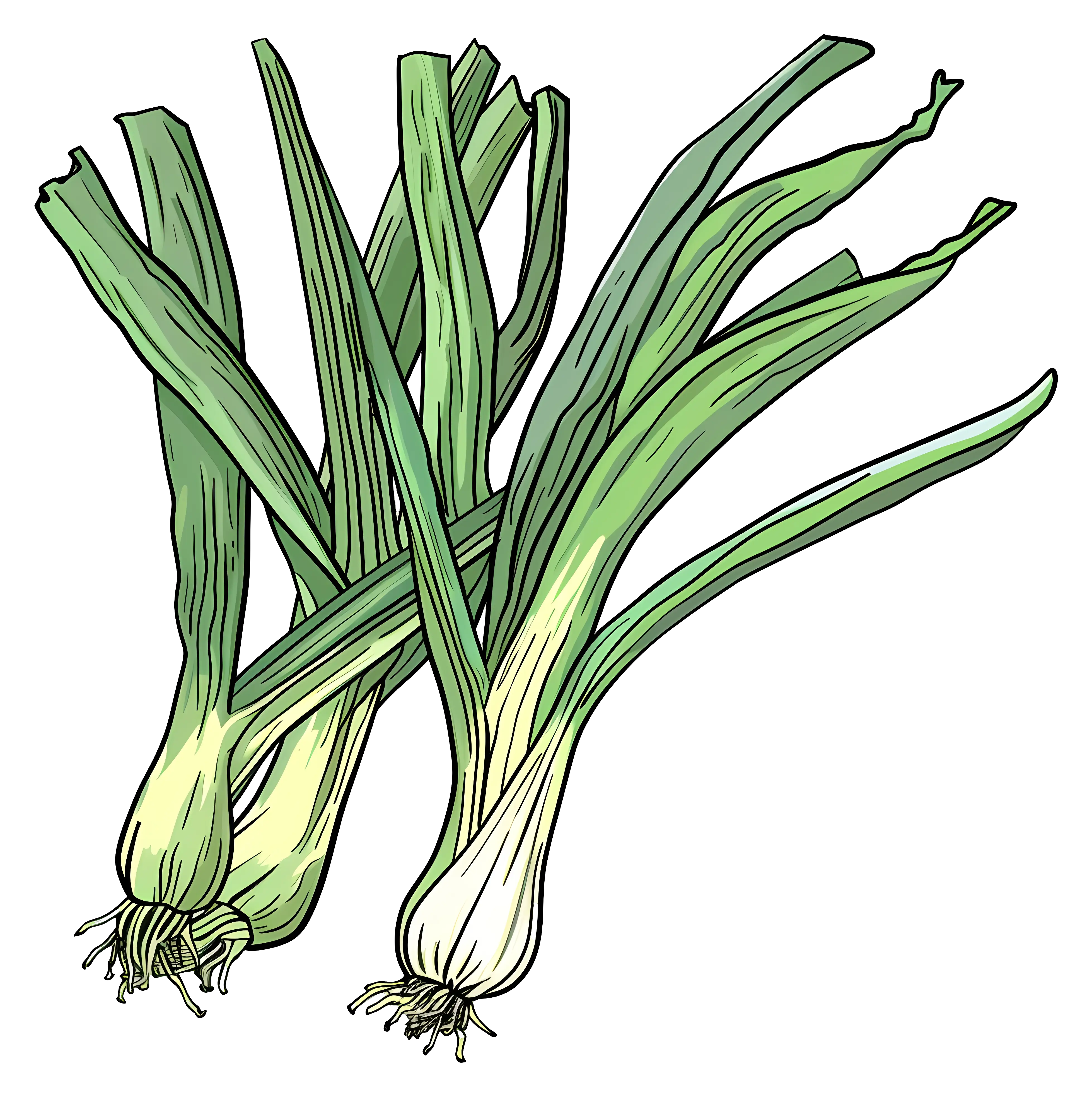 Illustration of Green Onions in Fresh Style