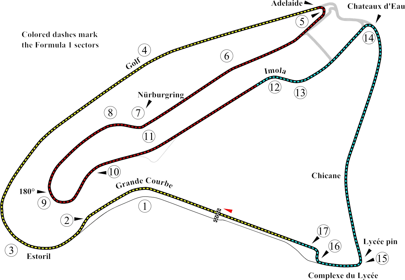 Detailed Formula 1 Circuit Racetrack Map