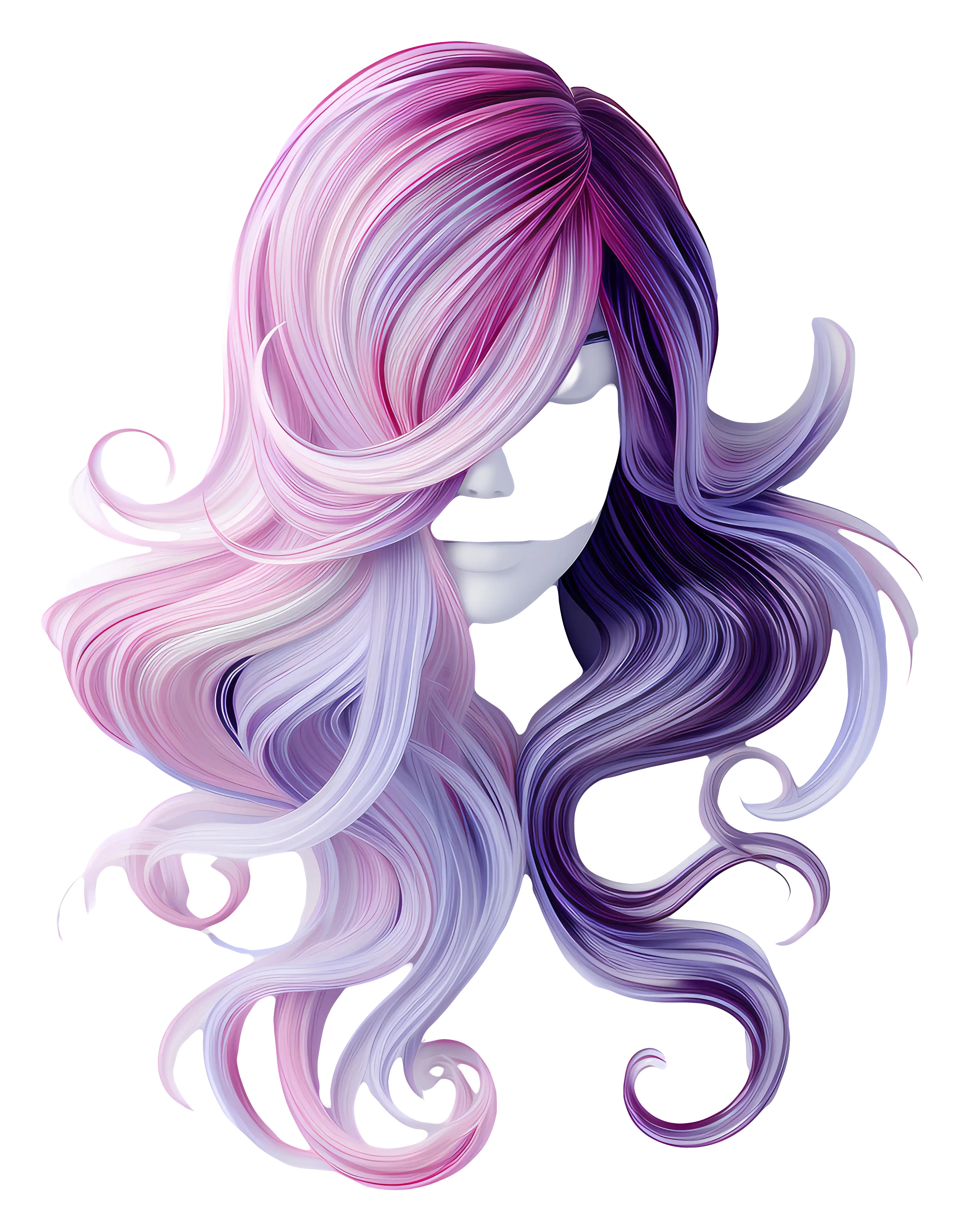 Gradient Purple to Pink Hair Illustration