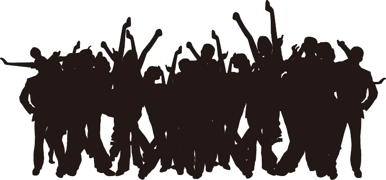 Silhouettes of People Cheering and Celebrating