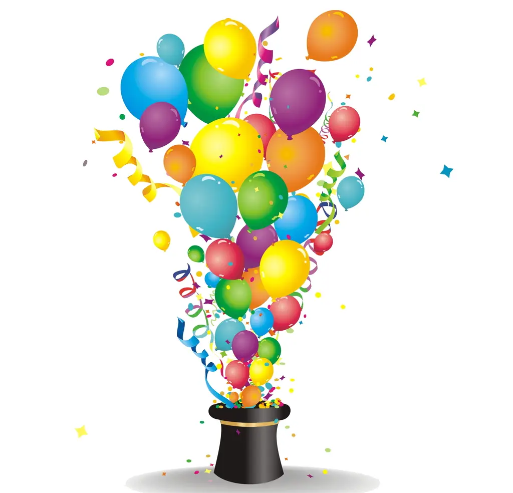 Colorful Balloons Bursting from a Magic Hat