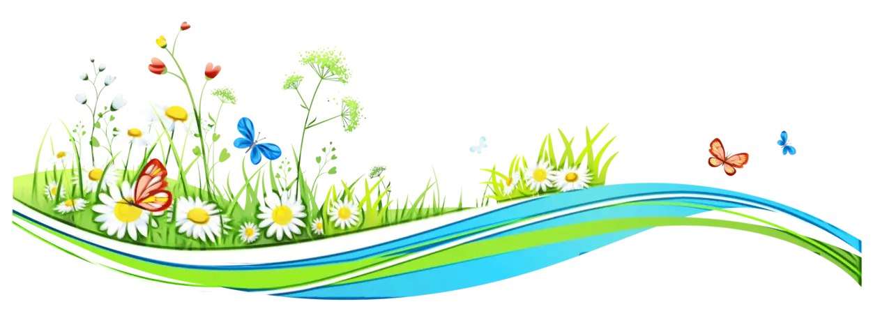 Spring Nature Wave with Grass and Flowers