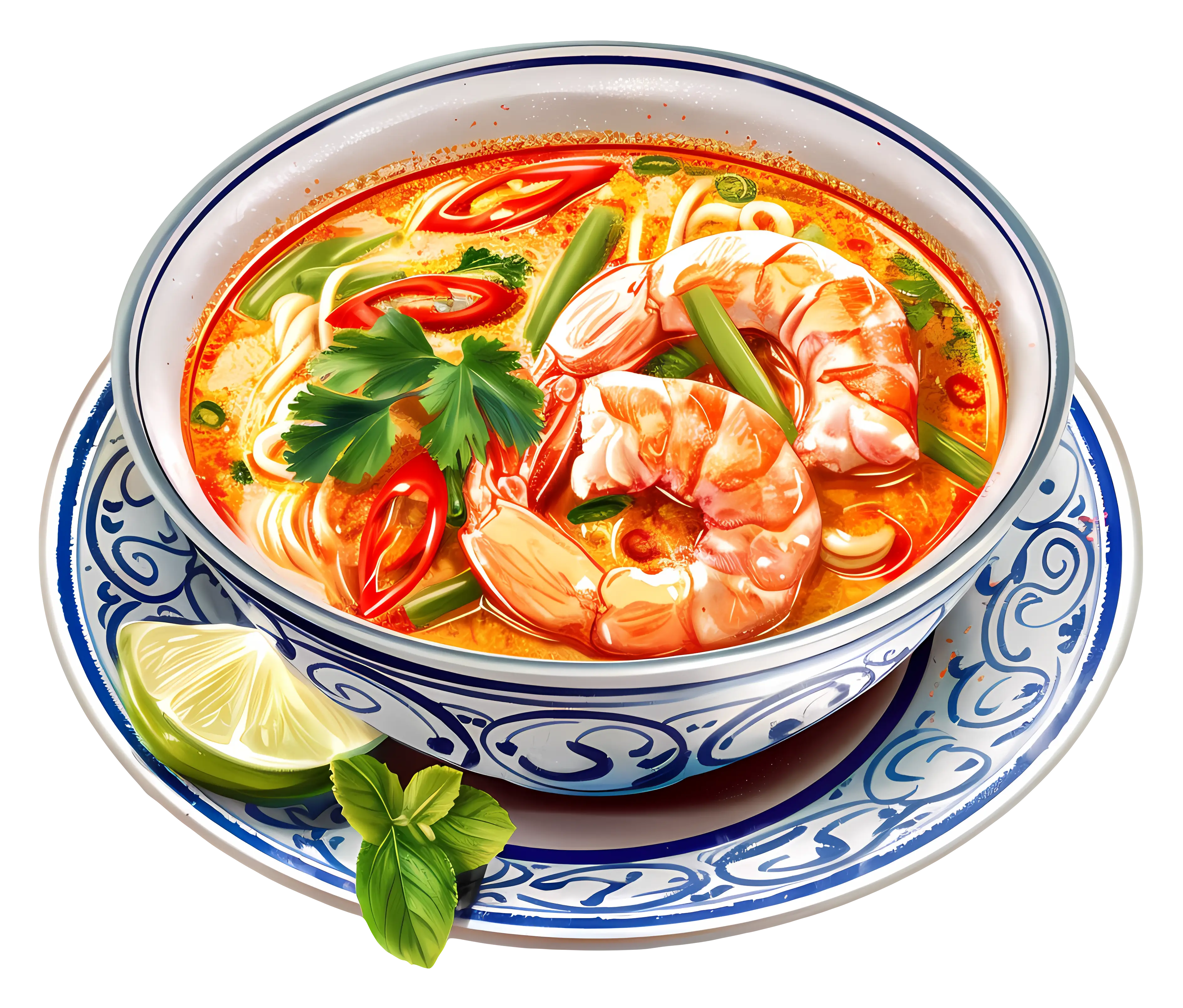 Shrimp Soup Served in an Artistic Bowl
