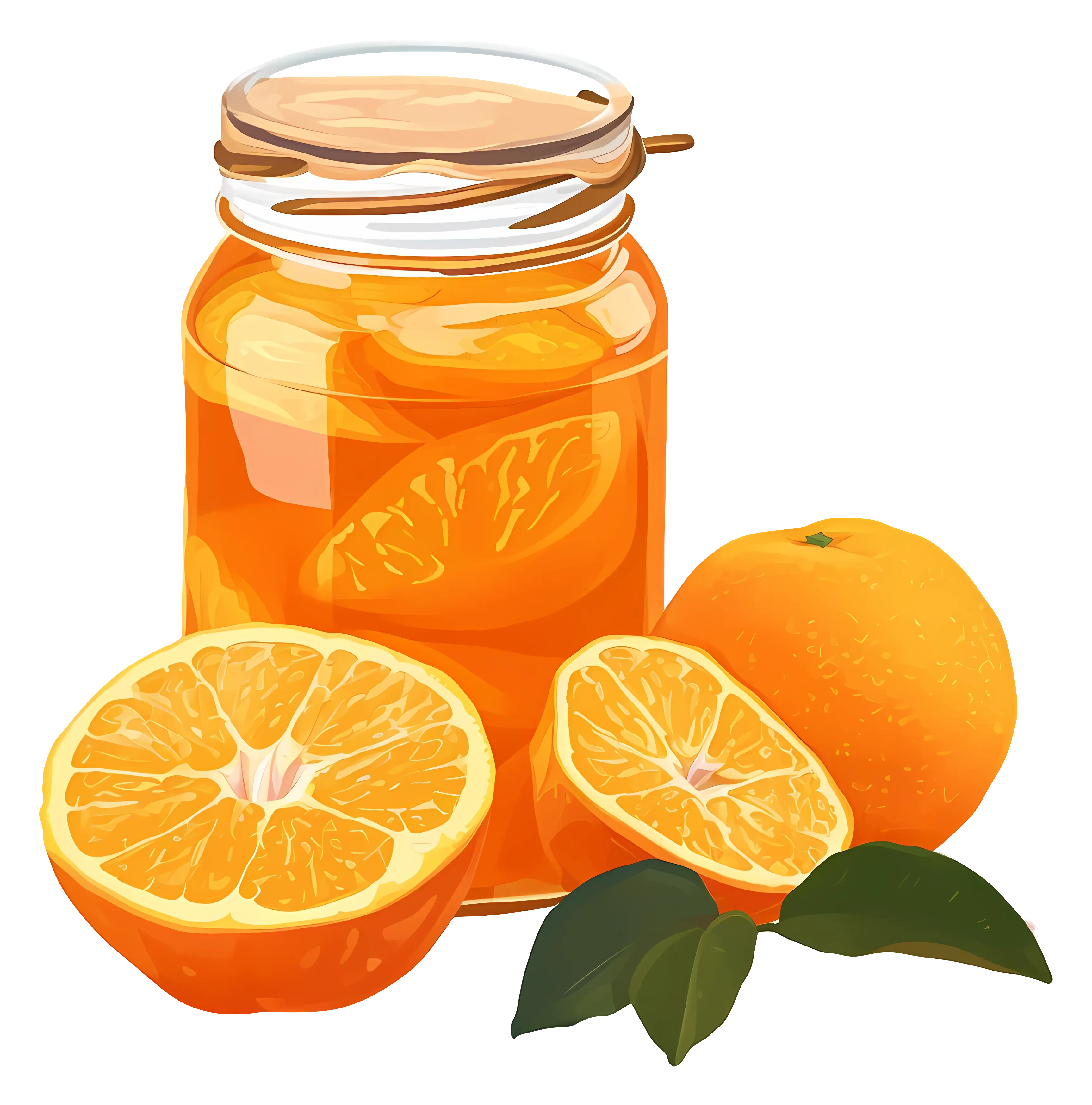 Orange Jam Jar with Fresh Oranges