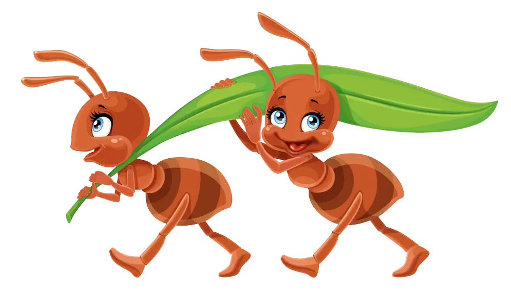 Cartoon Ants Carrying Leaf