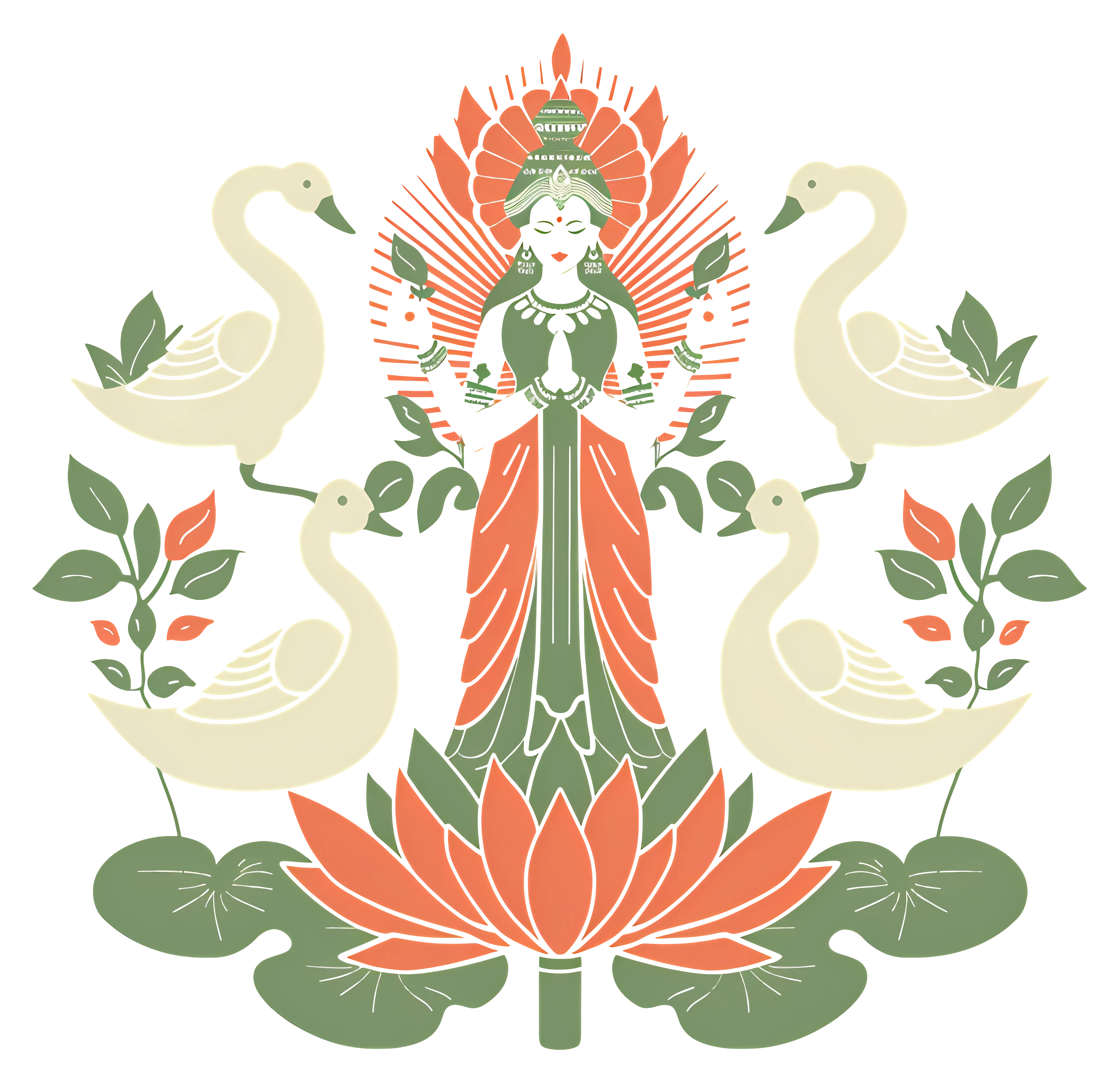 Goddess with Swans and Lotus