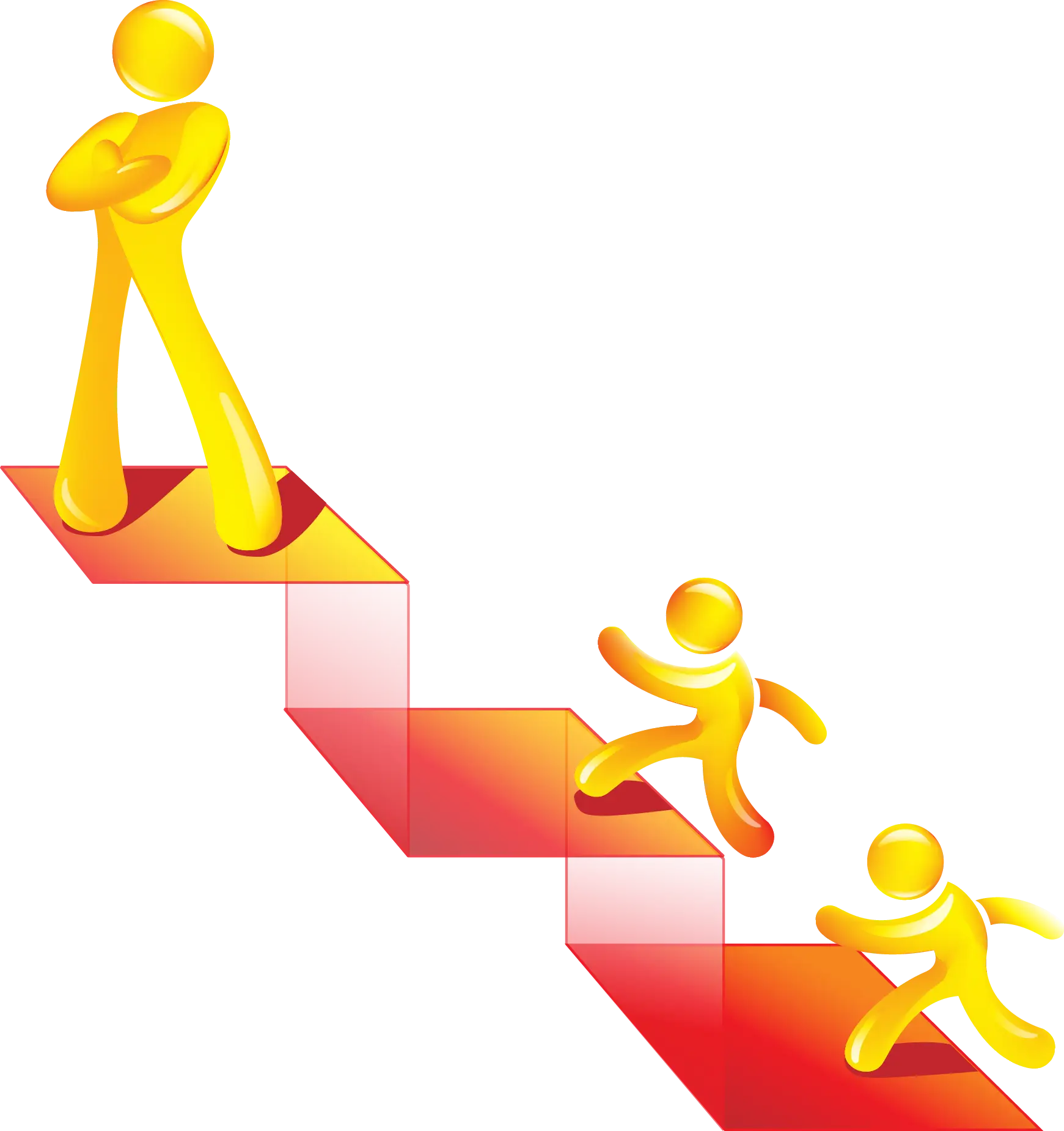 Yellow Figures Climbing Steps