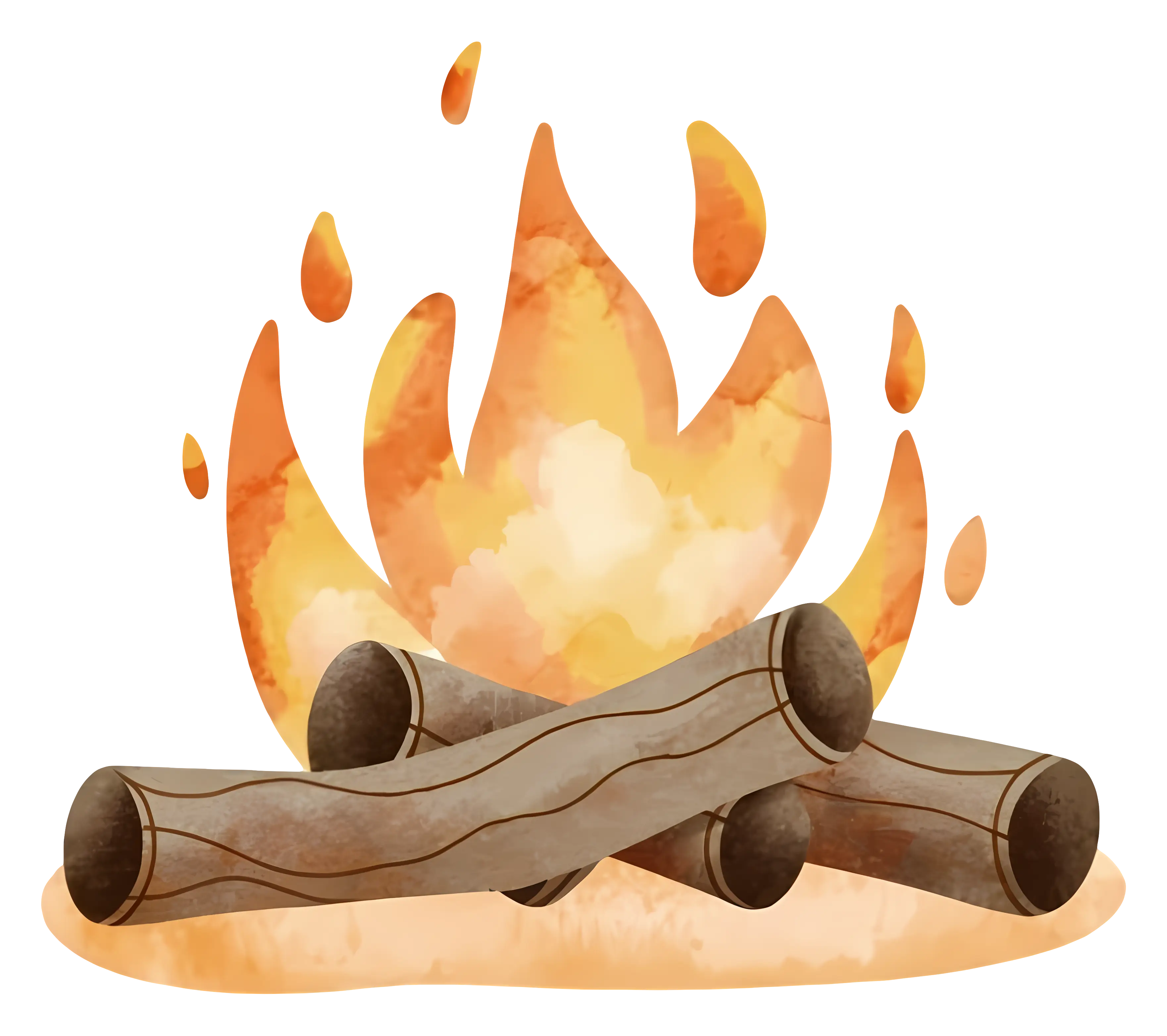 Flaming Campfire with Burning Logs