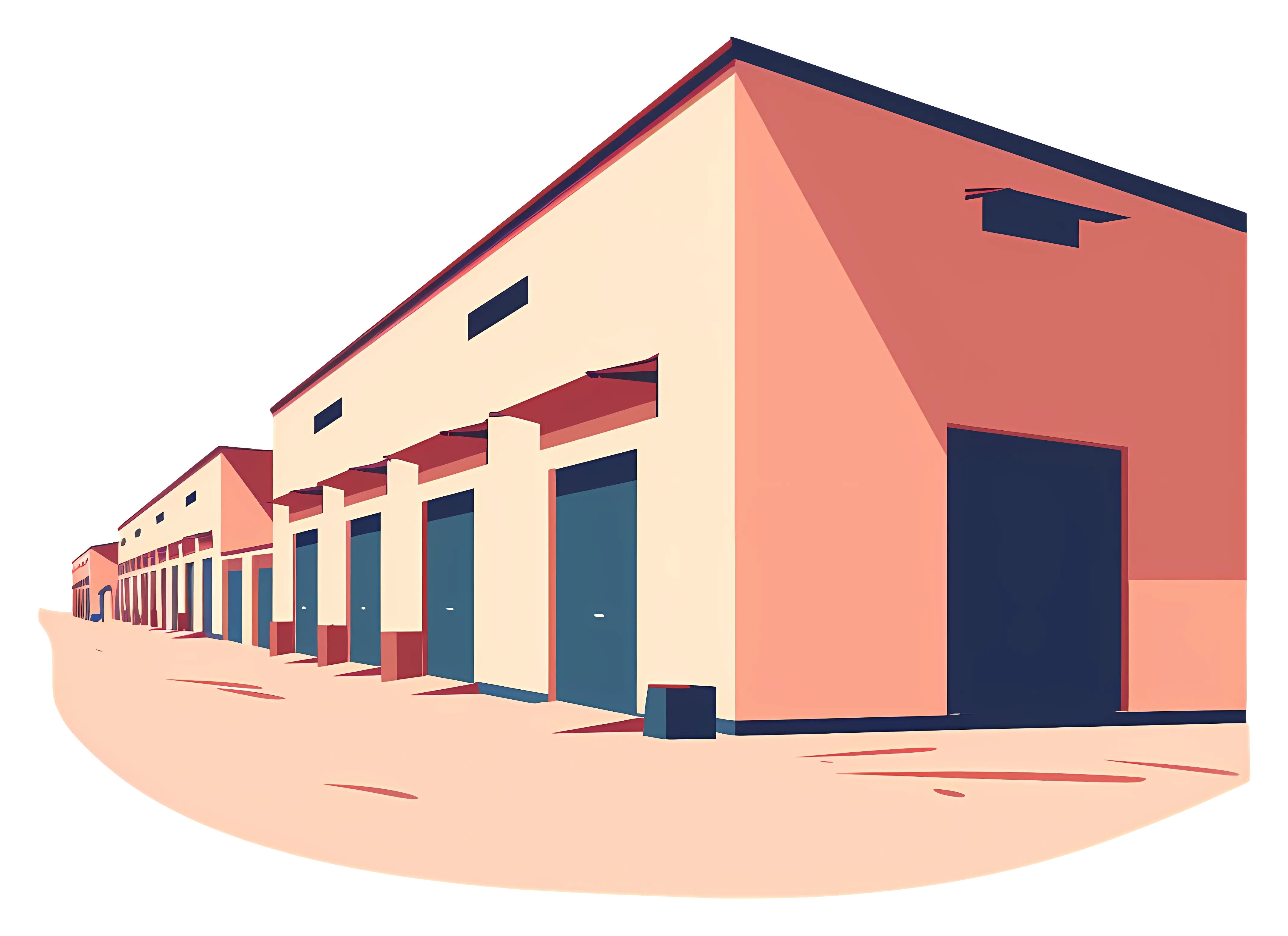 Row of Storage Buildings with Garages