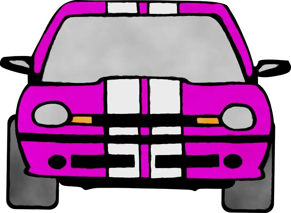 Pink Cartoon Car with Racing Stripes