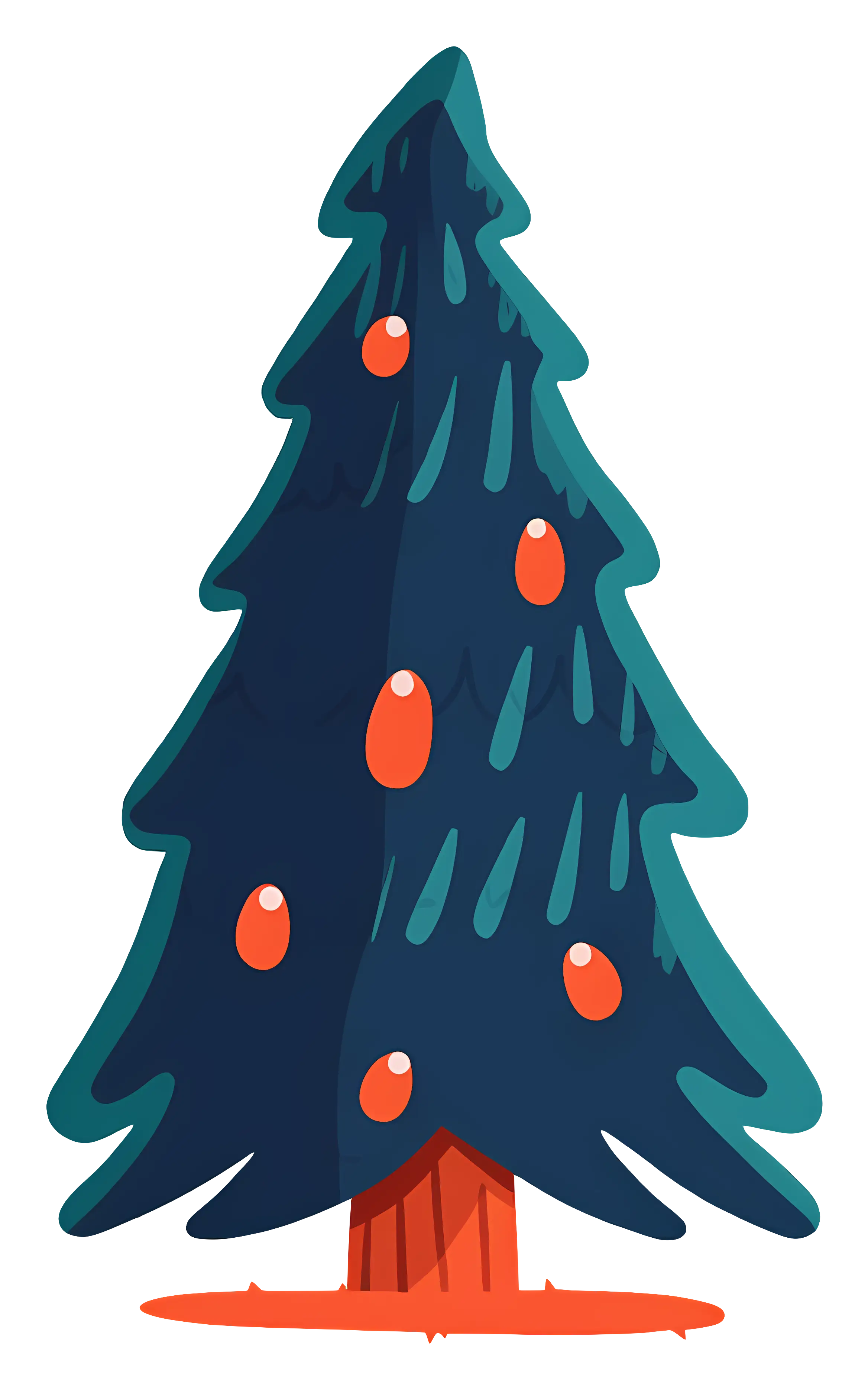 Cartoon Christmas Tree with Ornaments