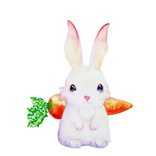 Cute Watercolor Bunny with Carrot