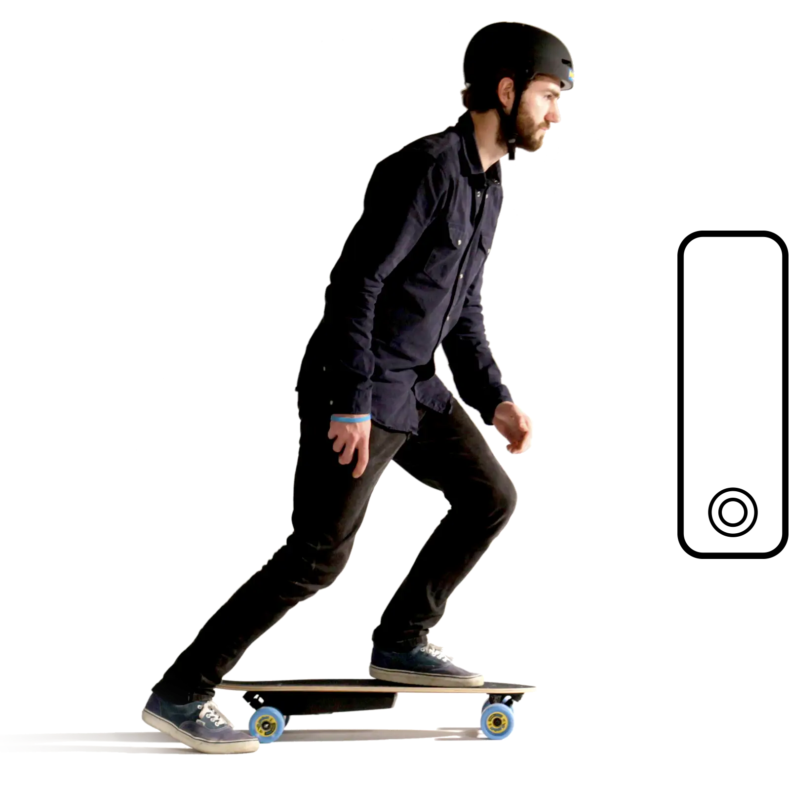 Skateboarder in Black Outfit