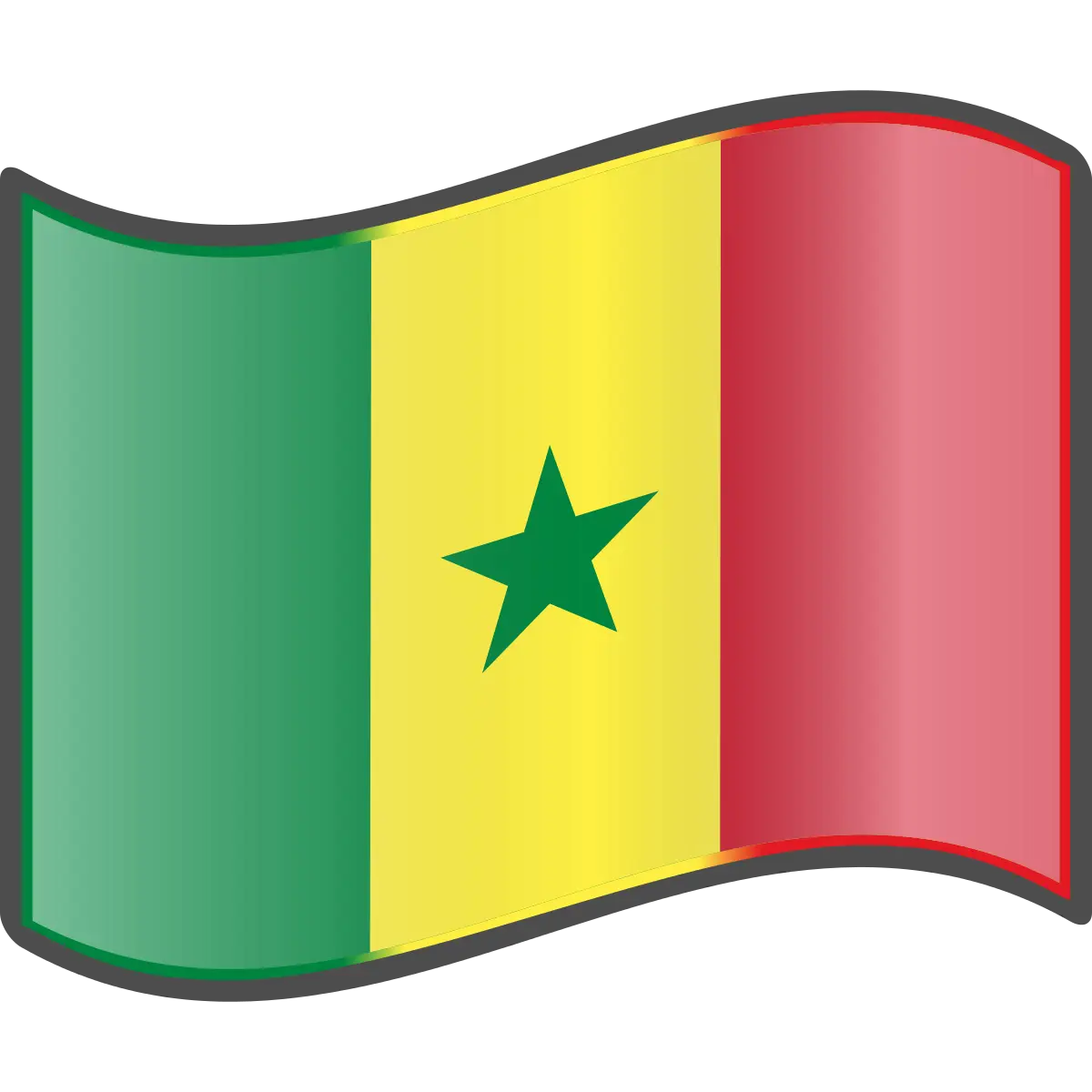 National Flag of Senegal with Star Emblem