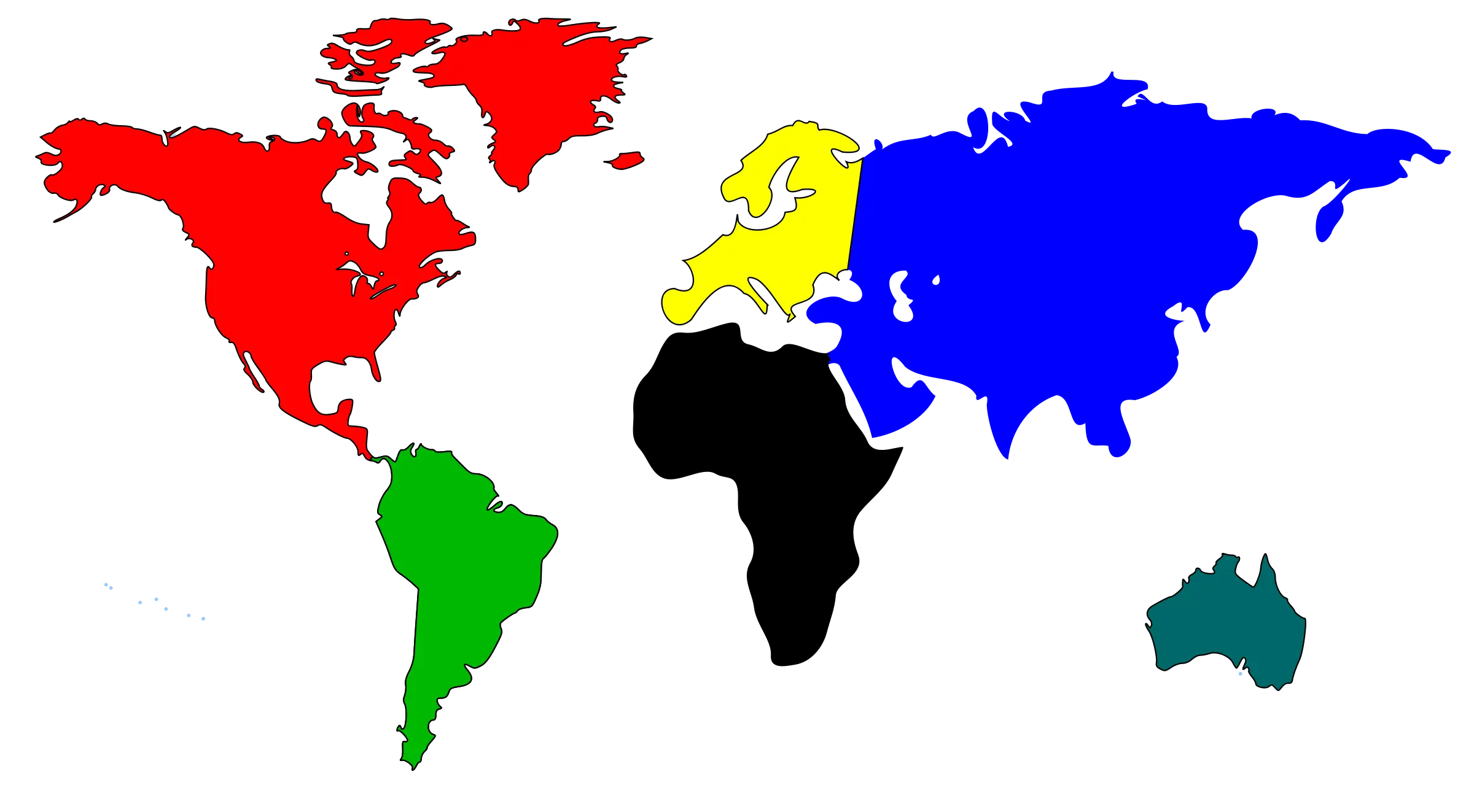 Colorful World Map with Continents
