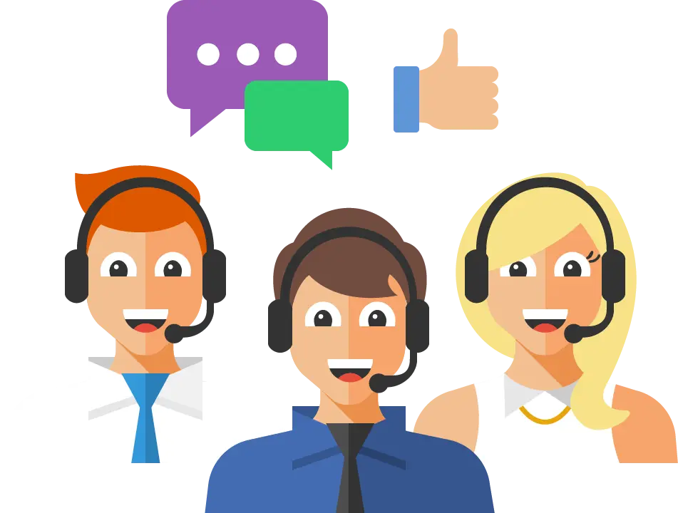 Customer Service Representatives with Headsets