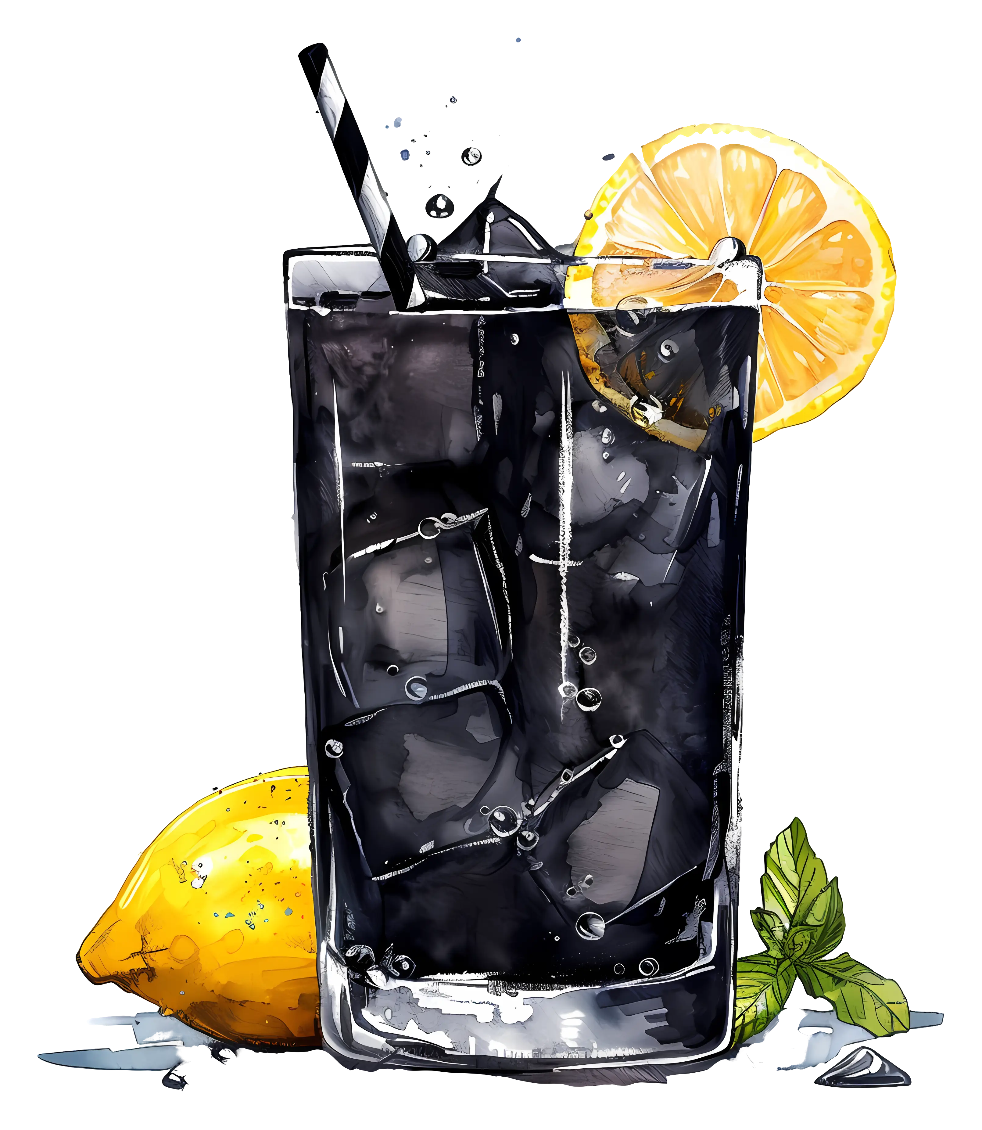 Refreshing Black Drink with Lemon