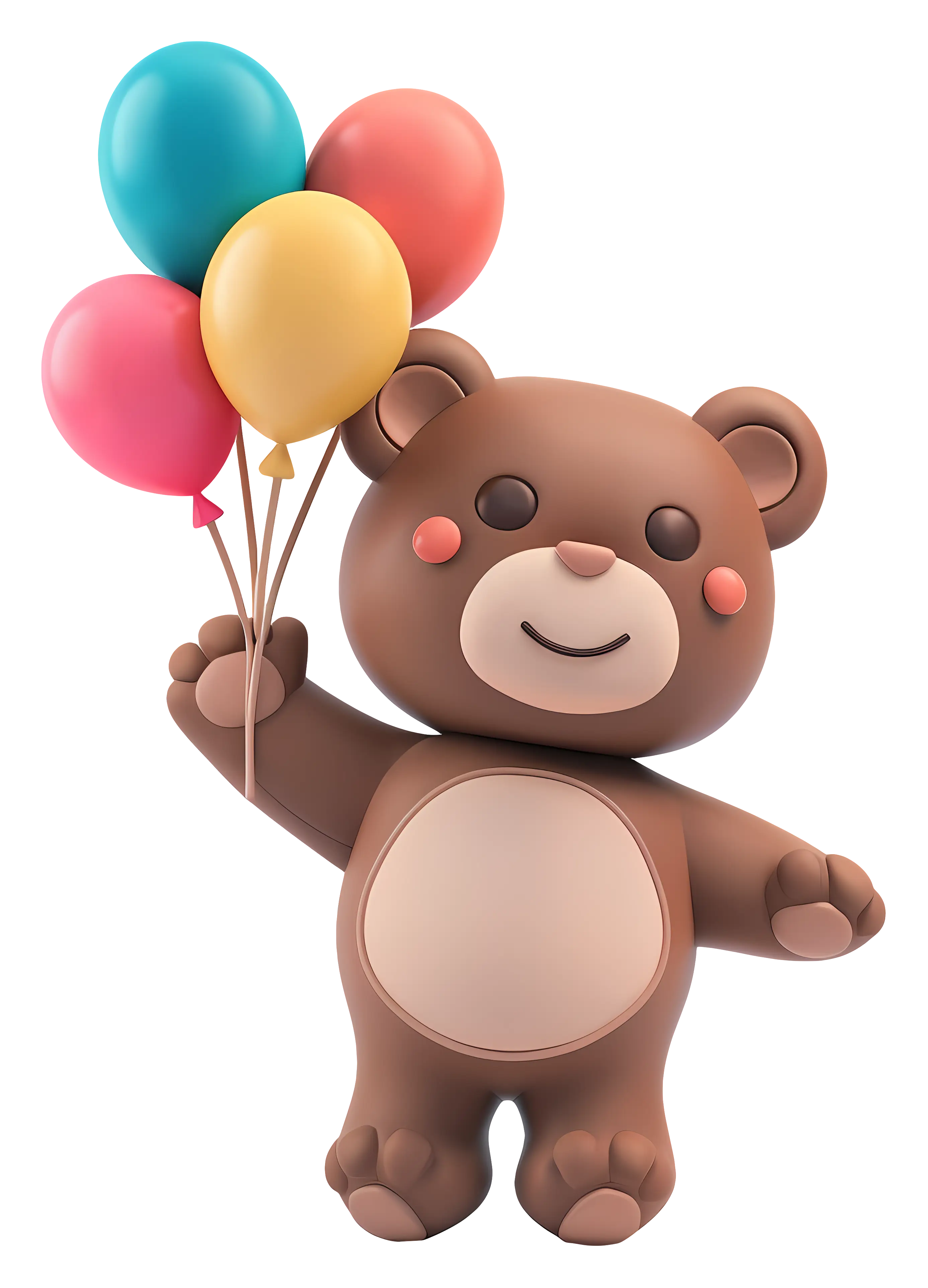 Cute Teddy Bear with Balloons