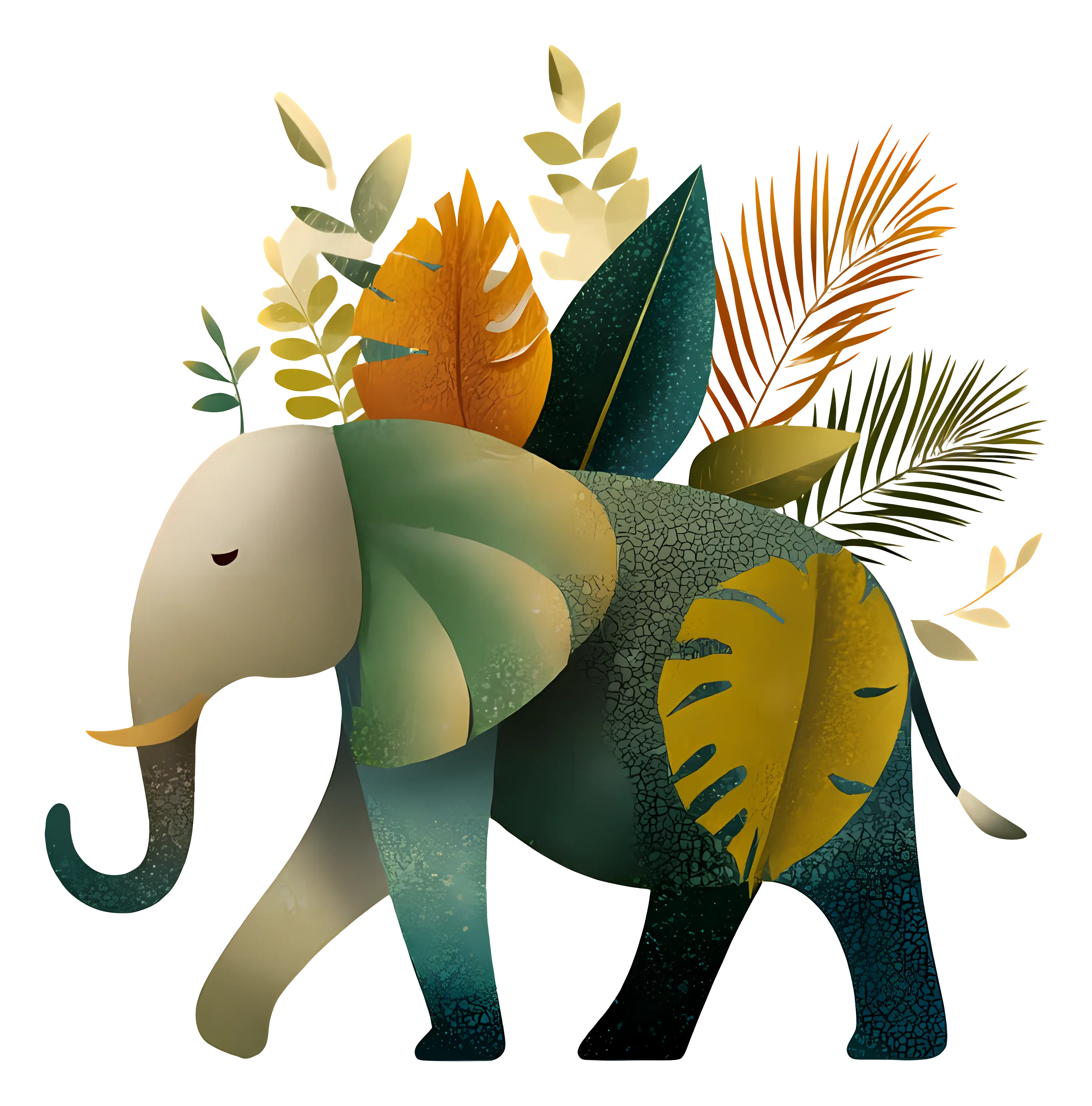Decorative Elephant with Leaves